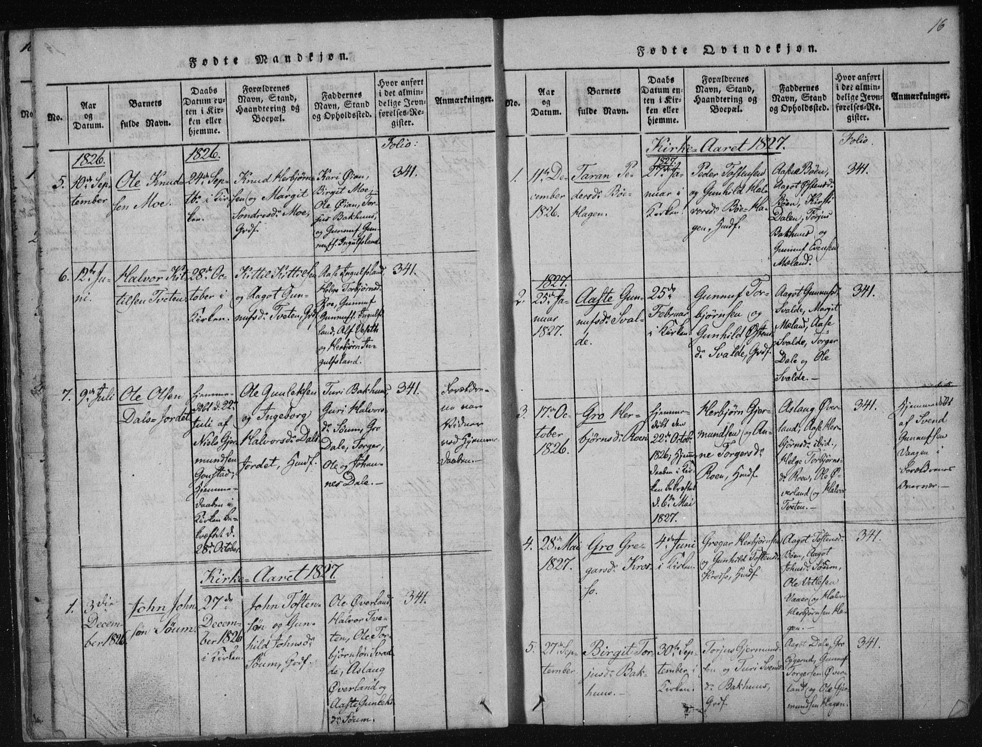 Tinn kirkebøker, SAKO/A-308/F/Fc/L0001: Parish register (official) no. III 1, 1815-1843, p. 16
