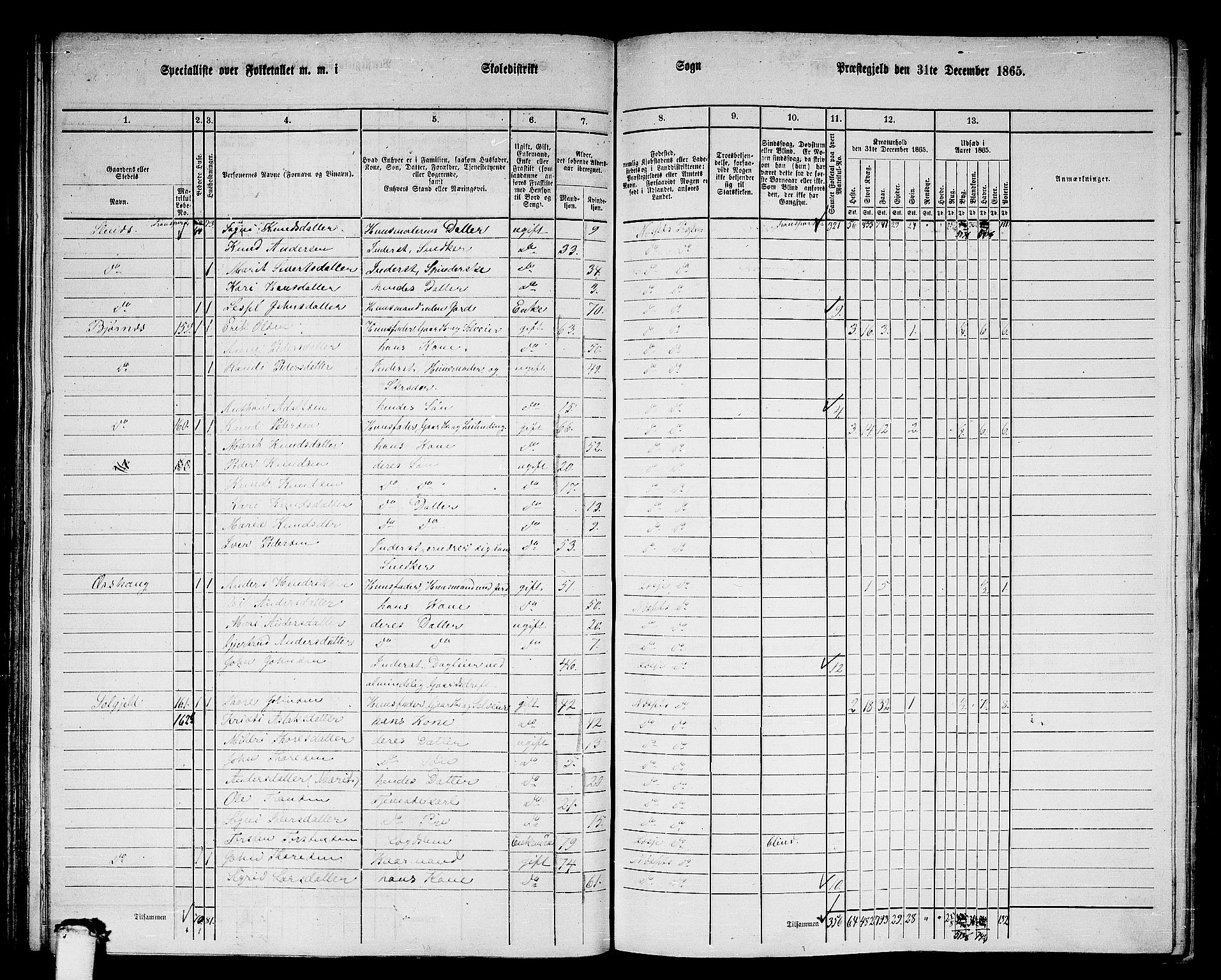 RA, 1865 census for Nesset, 1865, p. 107