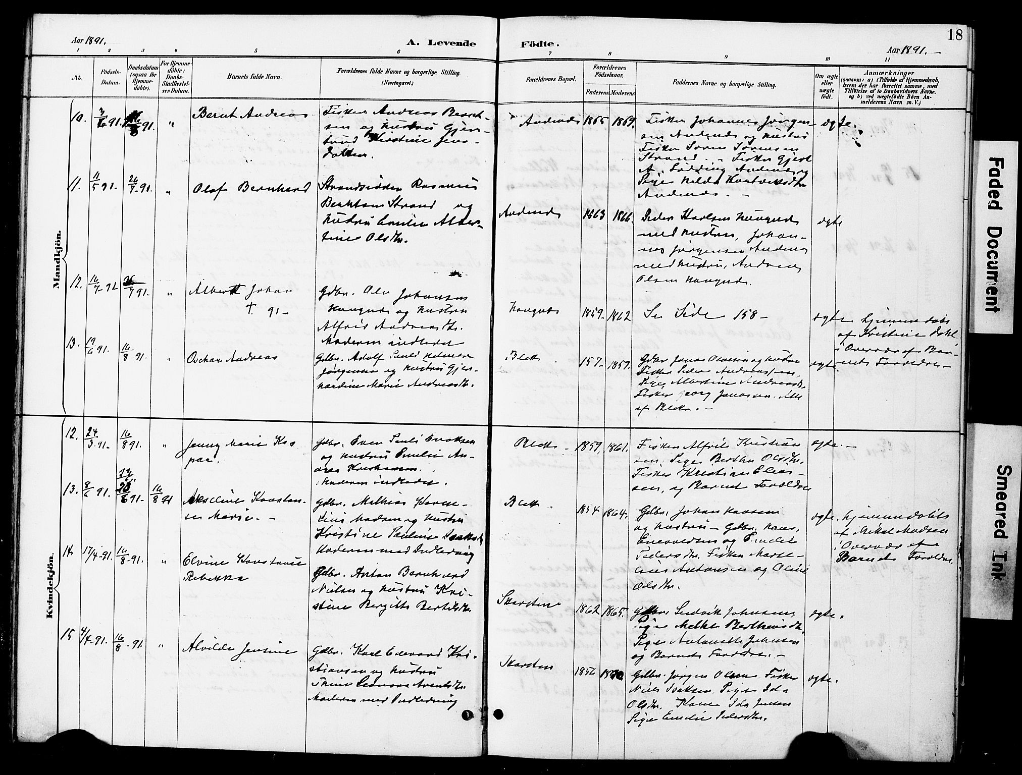Ministerialprotokoller, klokkerbøker og fødselsregistre - Nordland, AV/SAT-A-1459/899/L1448: Parish register (copy) no. 899C03, 1887-1902, p. 18
