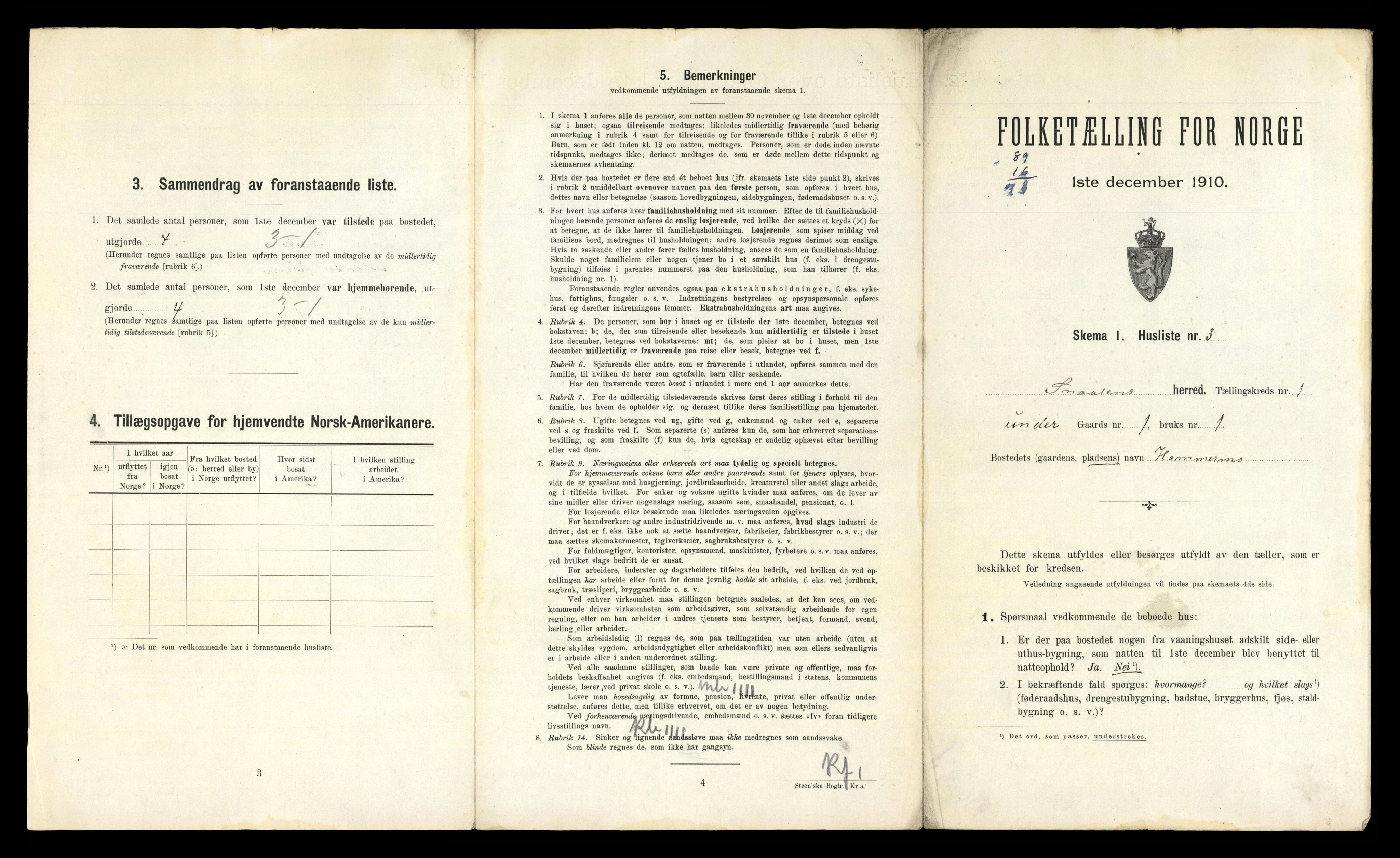 RA, 1910 census for Snåsa, 1910, p. 46