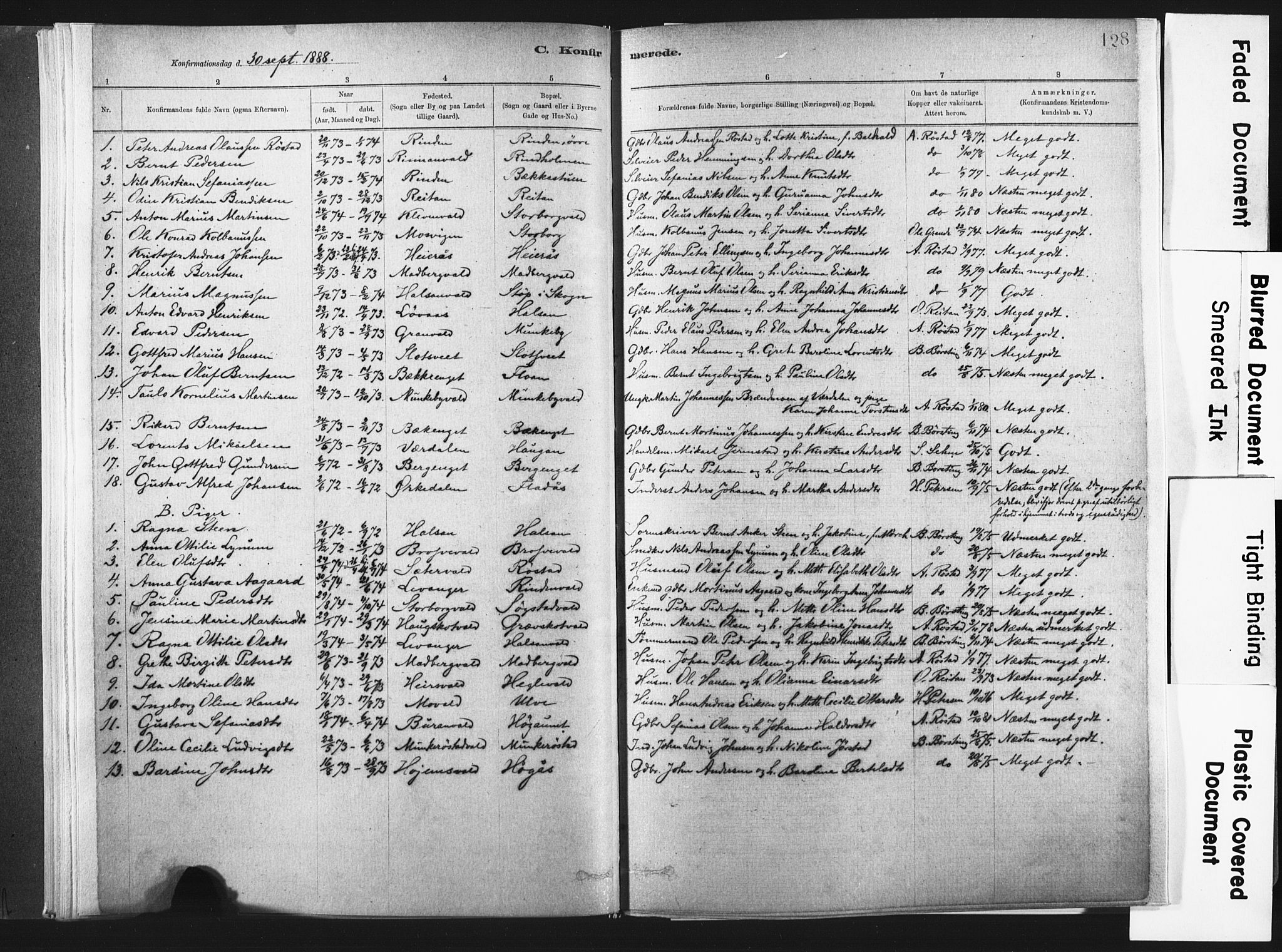 Ministerialprotokoller, klokkerbøker og fødselsregistre - Nord-Trøndelag, SAT/A-1458/721/L0207: Parish register (official) no. 721A02, 1880-1911, p. 128