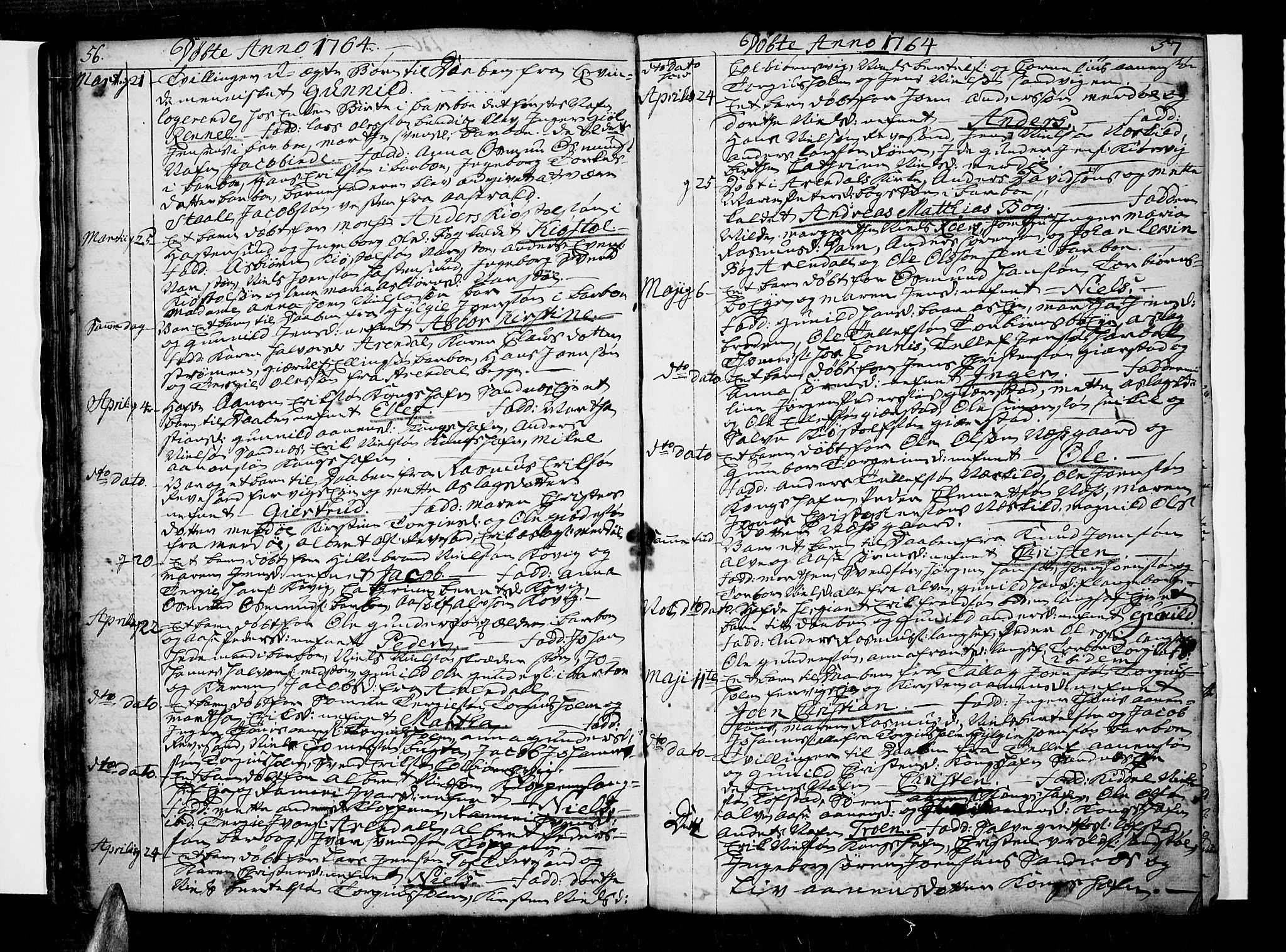 Tromøy sokneprestkontor, AV/SAK-1111-0041/F/Fa/L0001: Parish register (official) no. A 1, 1747-1793, p. 56-57