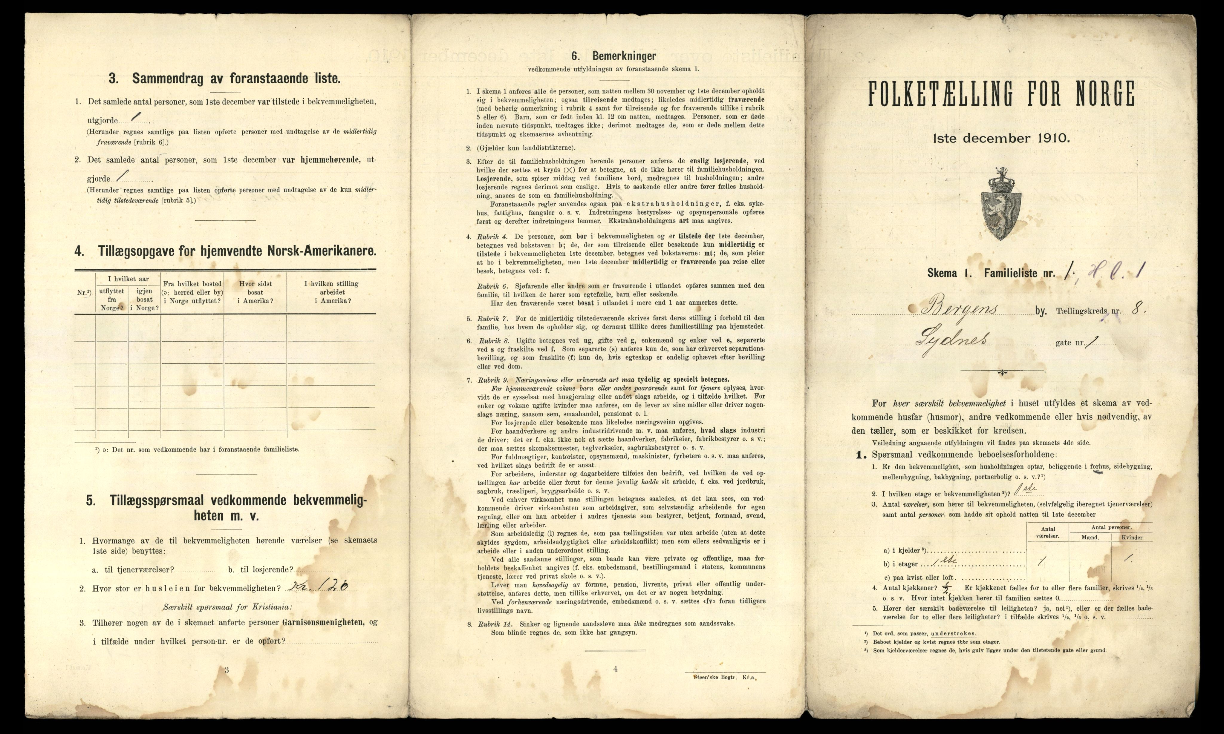 RA, 1910 census for Bergen, 1910, p. 2601