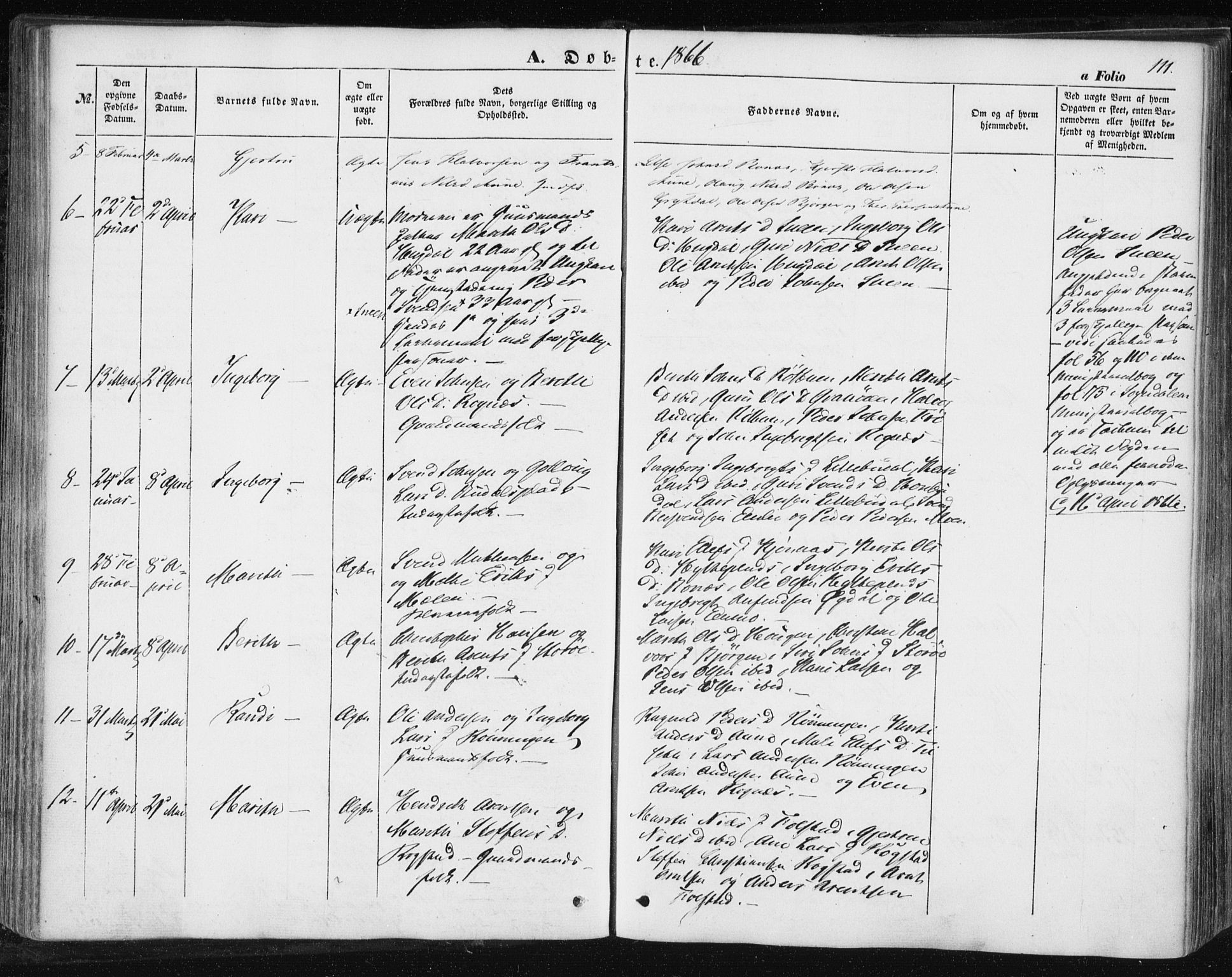 Ministerialprotokoller, klokkerbøker og fødselsregistre - Sør-Trøndelag, SAT/A-1456/687/L1000: Parish register (official) no. 687A06, 1848-1869, p. 111