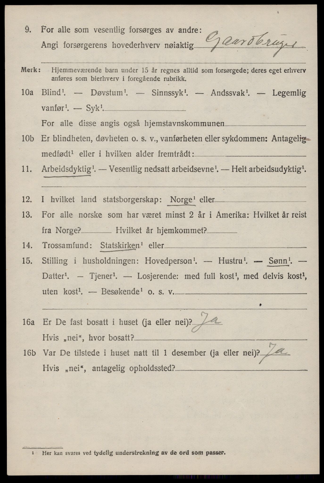 SAST, 1920 census for Årdal, 1920, p. 1745