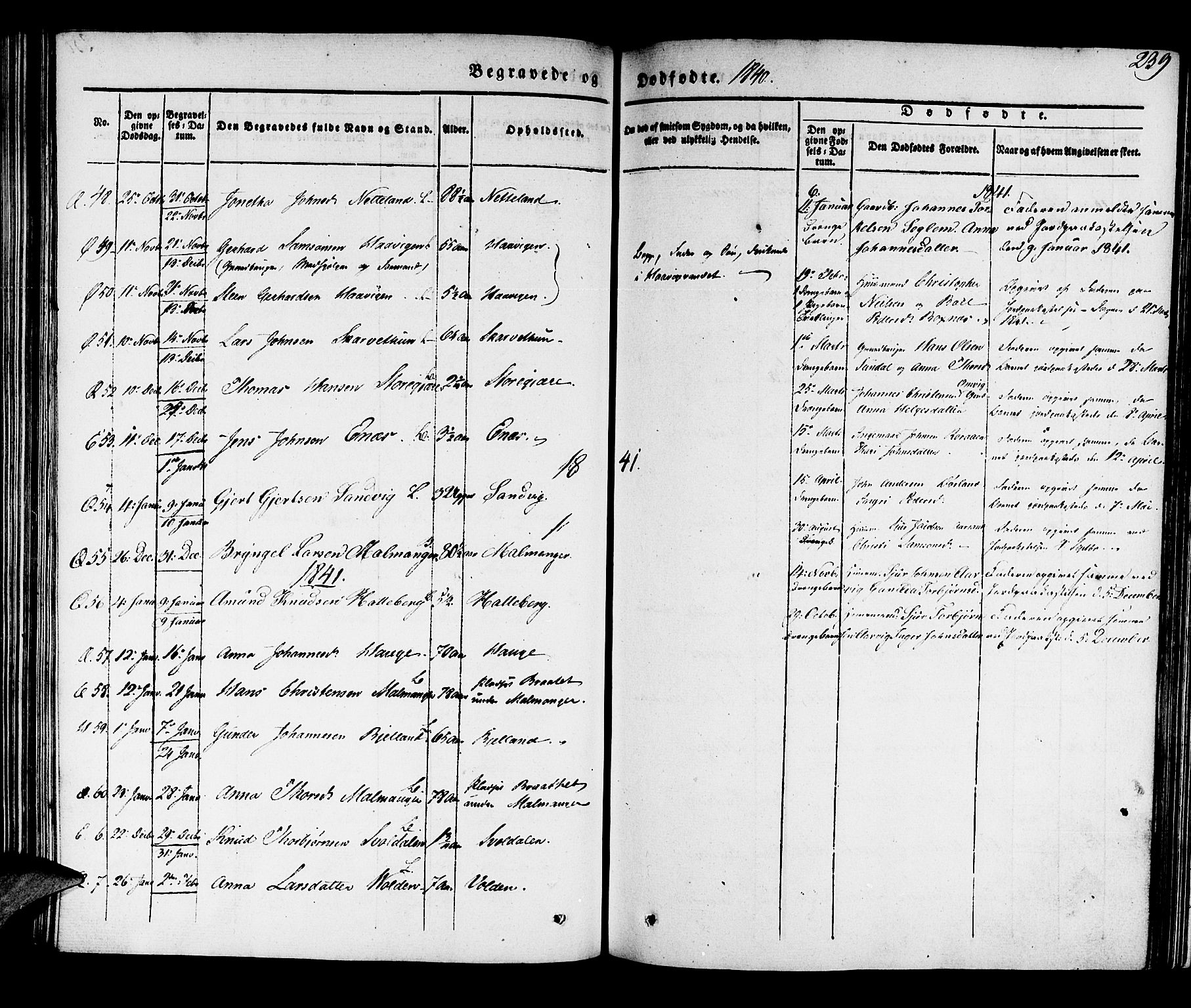 Kvinnherad sokneprestembete, SAB/A-76401/H/Haa: Parish register (official) no. A 6, 1835-1843, p. 239