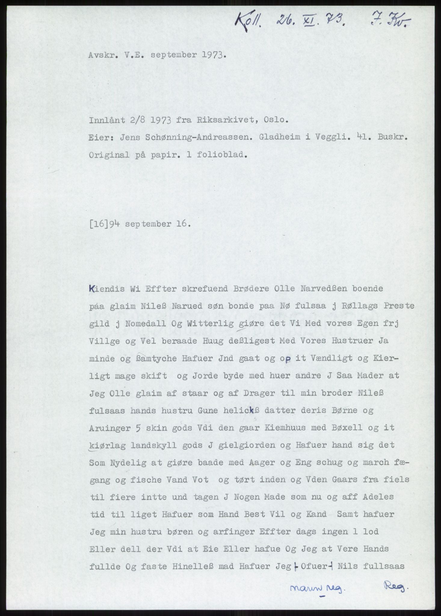 Samlinger til kildeutgivelse, Diplomavskriftsamlingen, RA/EA-4053/H/Ha, p. 197