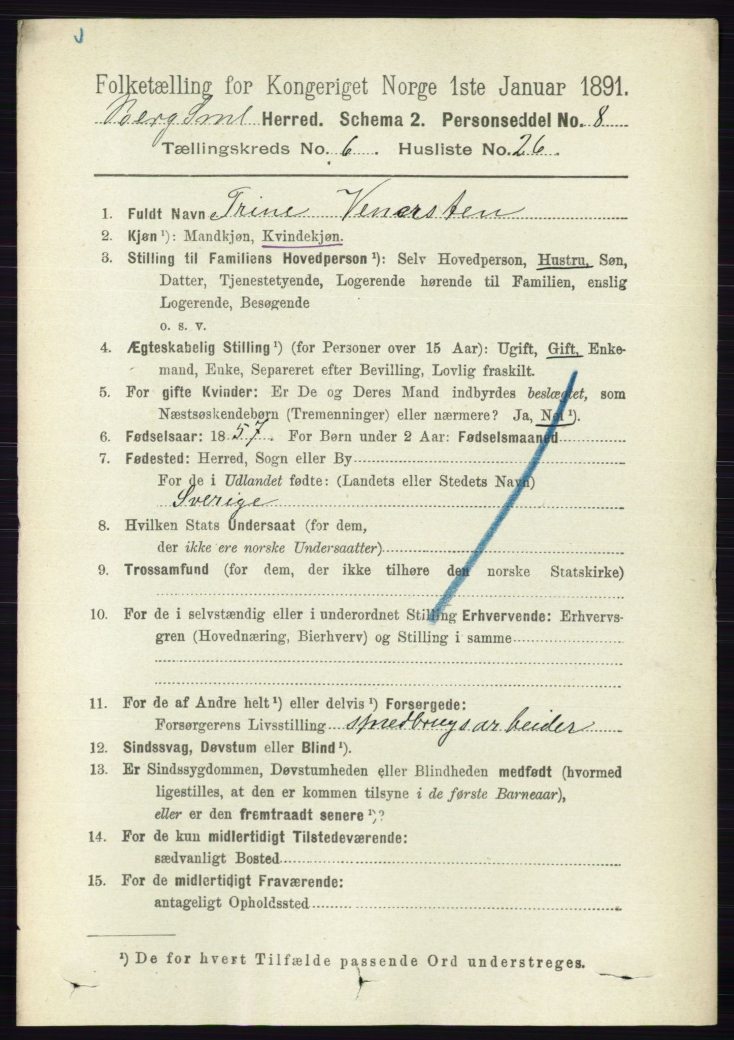 RA, 1891 census for 0116 Berg, 1891, p. 4218