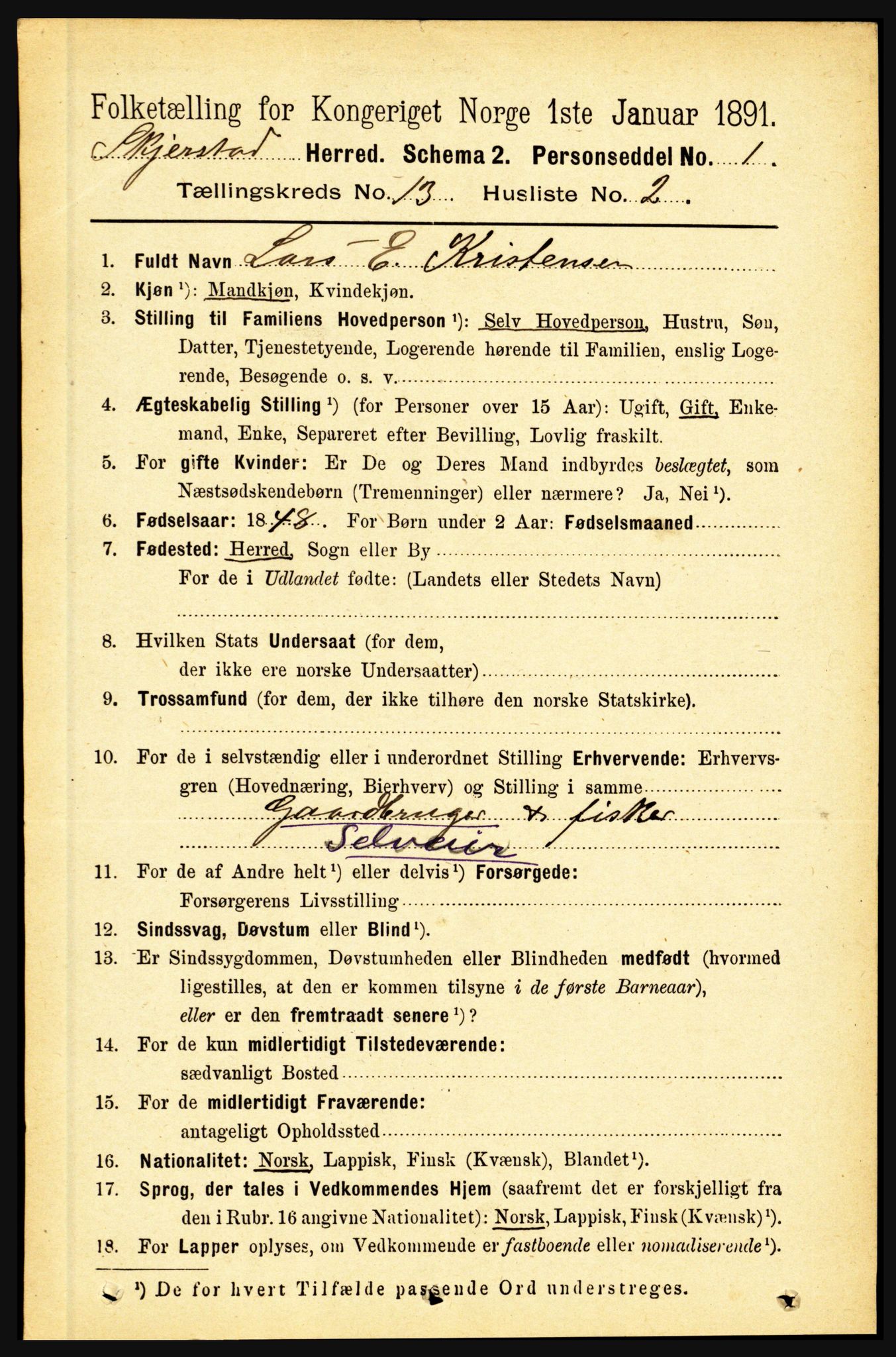 RA, 1891 census for 1842 Skjerstad, 1891, p. 4408