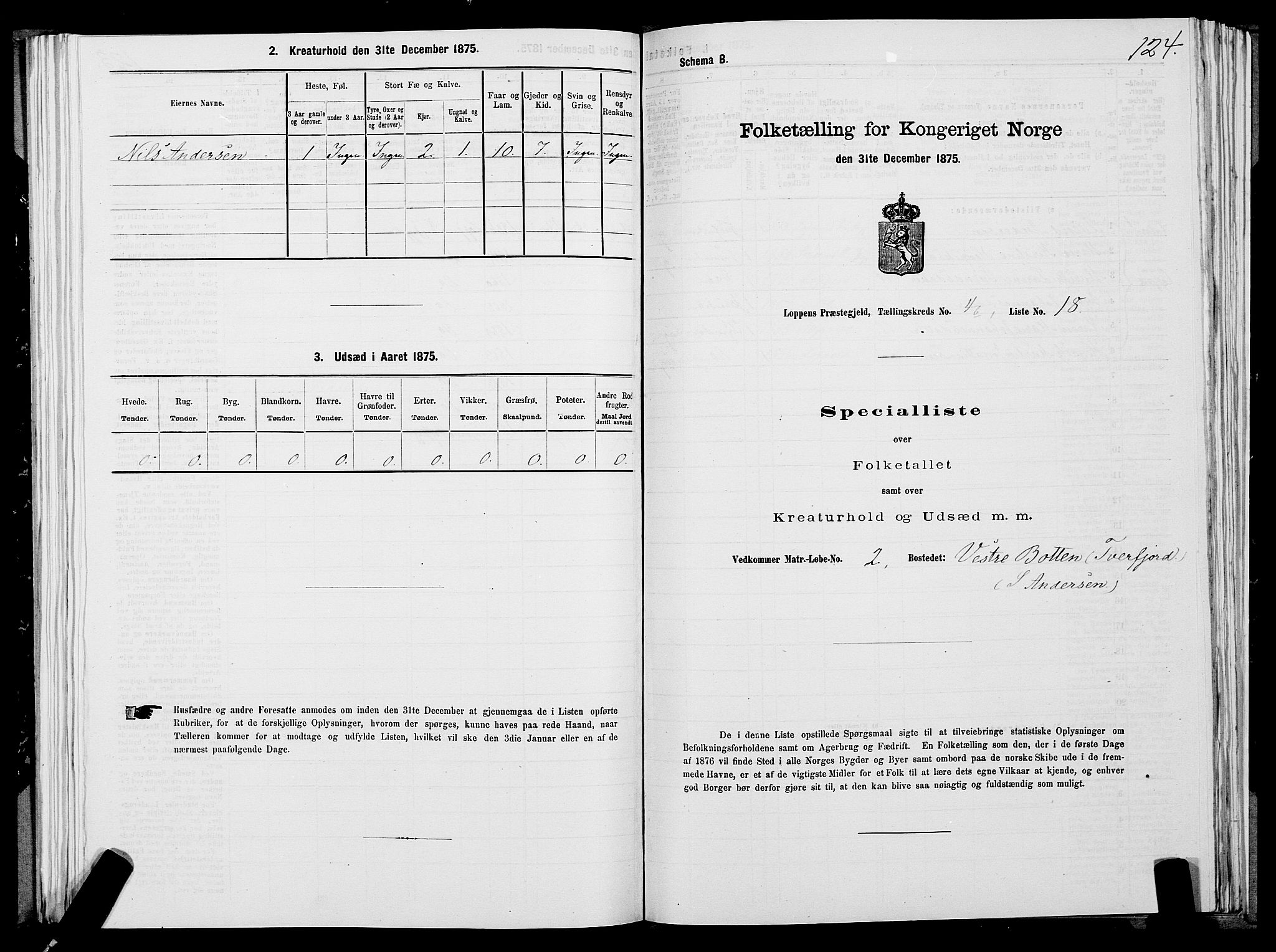 SATØ, 1875 census for 2014P Loppa, 1875, p. 2124