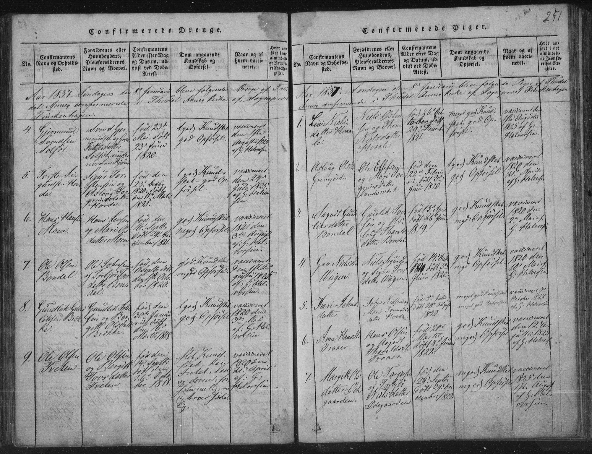 Hjartdal kirkebøker, SAKO/A-270/F/Fc/L0001: Parish register (official) no. III 1, 1815-1843, p. 251