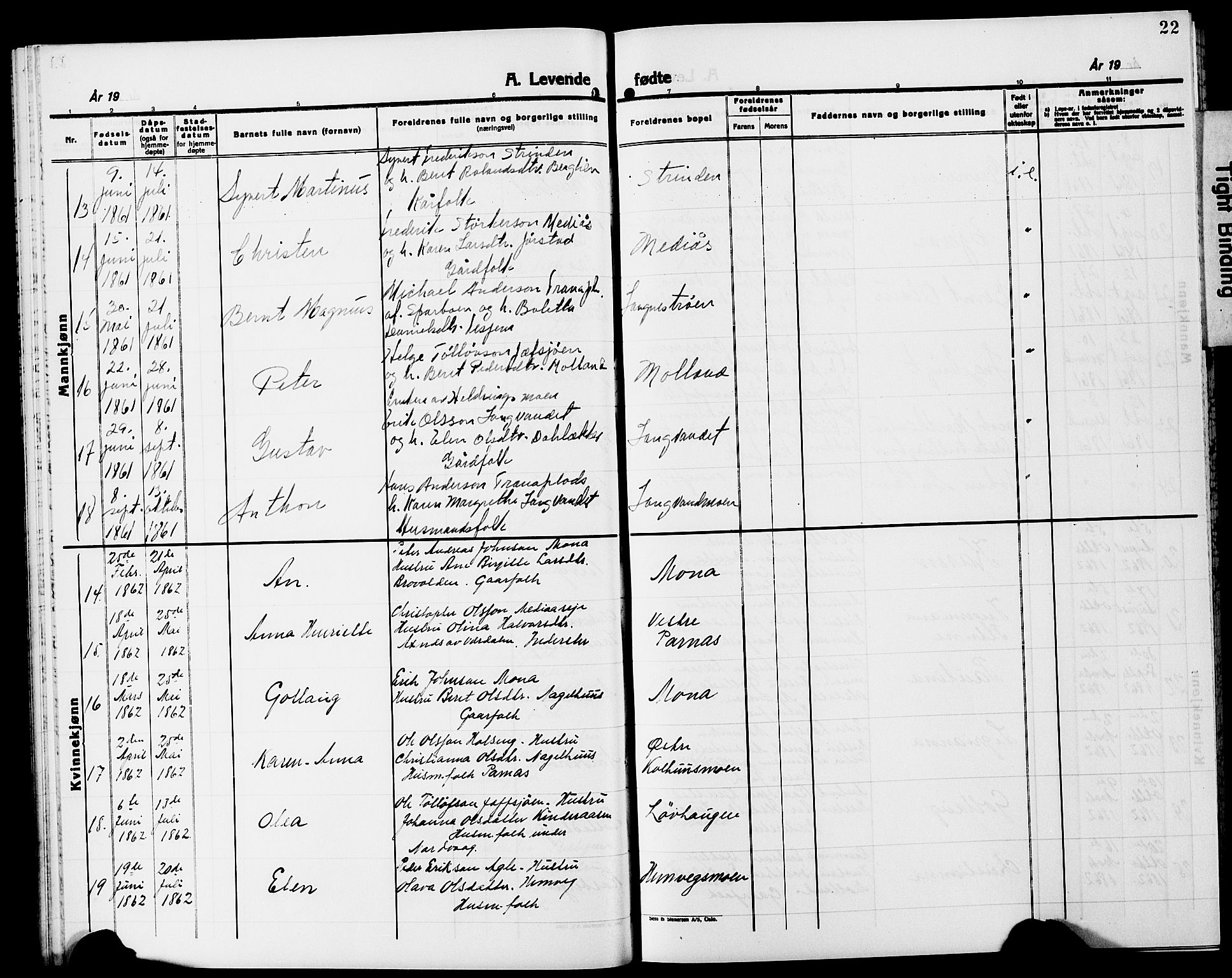 Ministerialprotokoller, klokkerbøker og fødselsregistre - Nord-Trøndelag, AV/SAT-A-1458/749/L0485: Parish register (official) no. 749D01, 1857-1872, p. 22