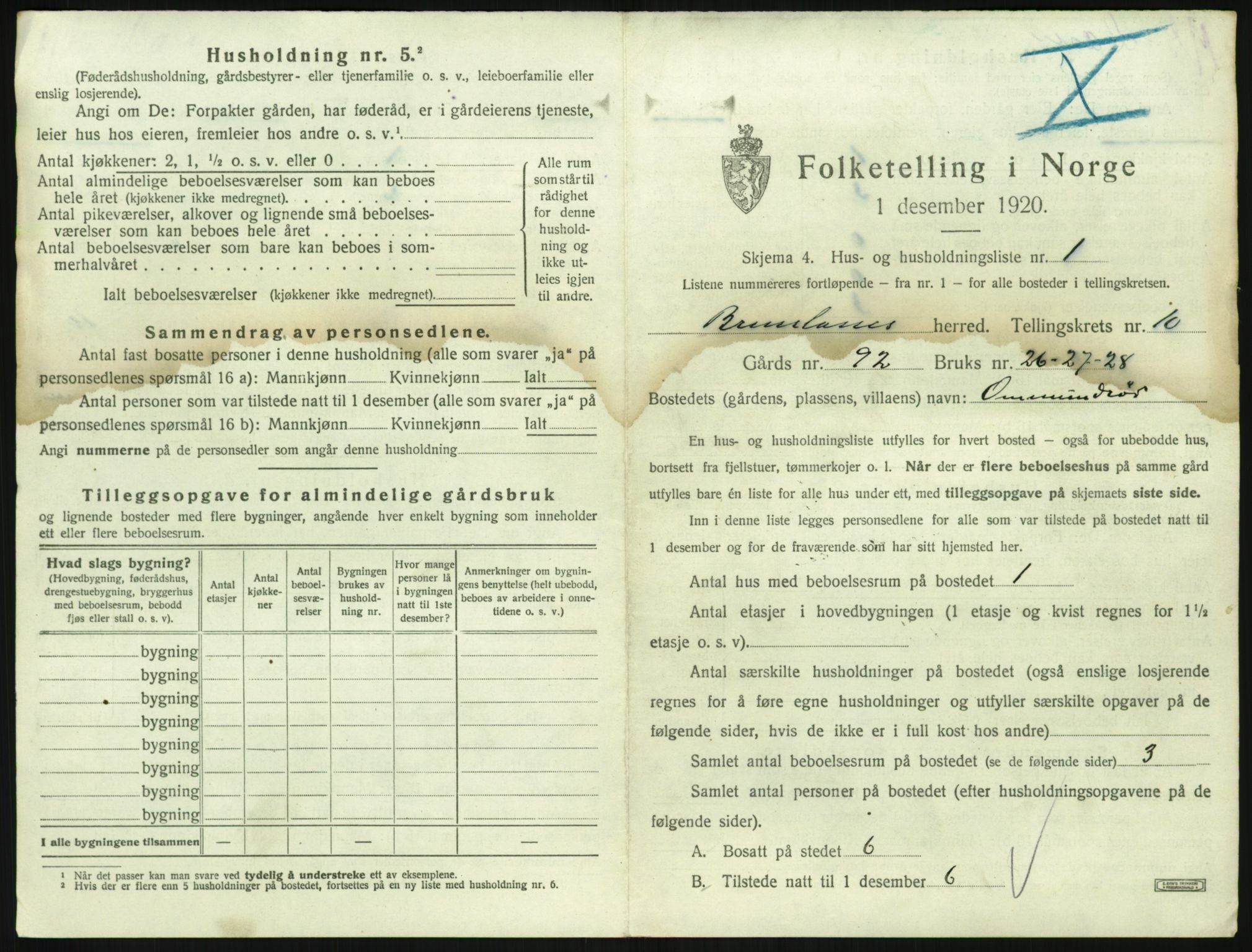 SAKO, 1920 census for Brunlanes, 1920, p. 1247