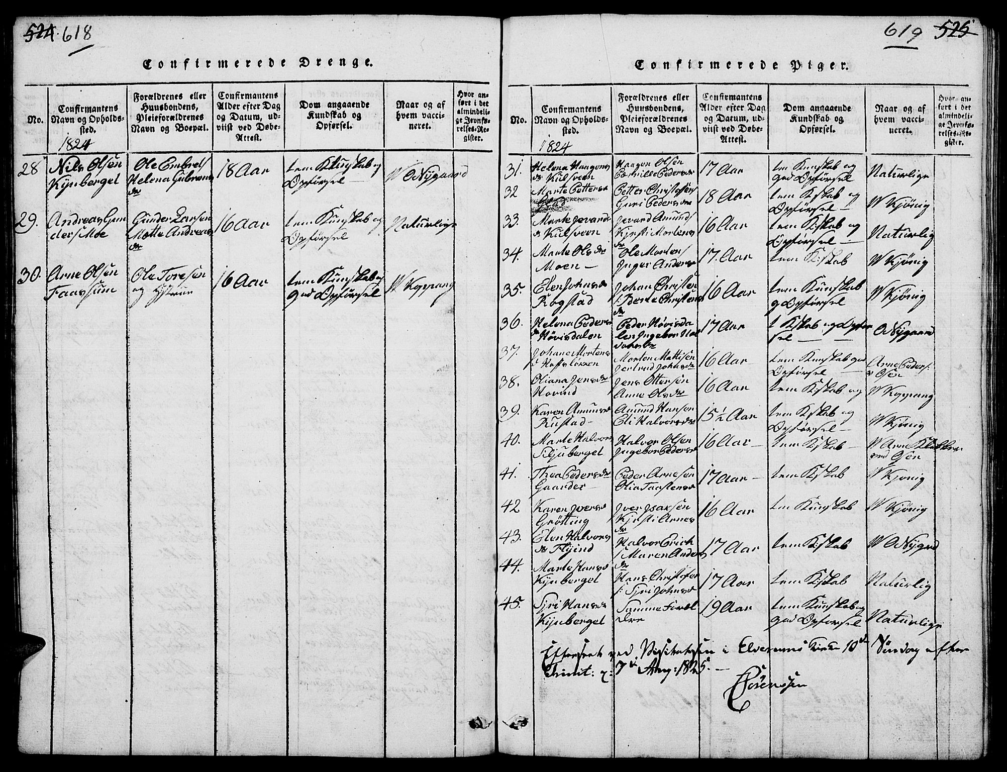 Elverum prestekontor, AV/SAH-PREST-044/H/Ha/Hab/L0001: Parish register (copy) no. 1, 1815-1829, p. 618-619