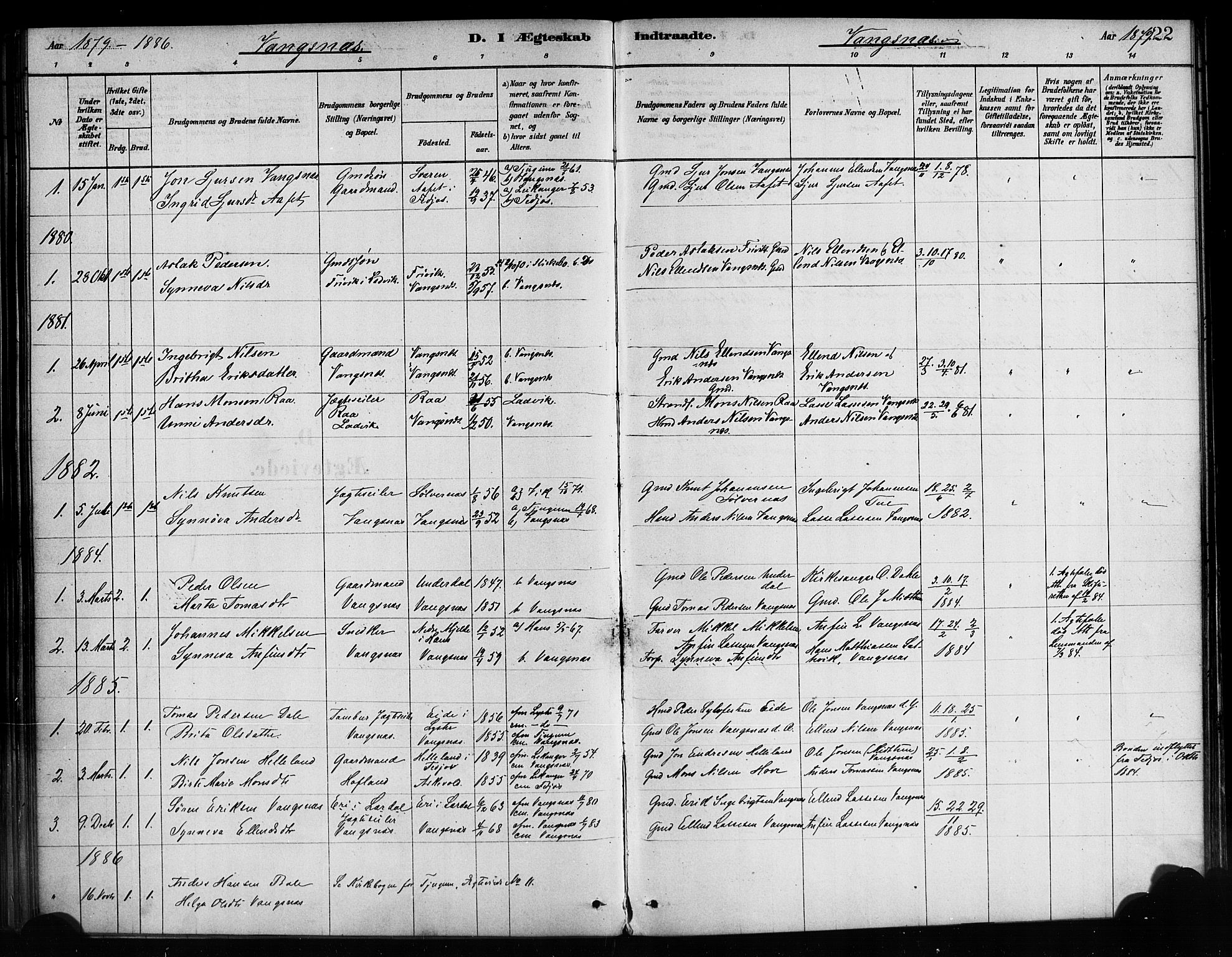 Balestrand sokneprestembete, AV/SAB-A-79601/H/Haa/Haaa/L0004: Parish register (official) no. A 4 / 3, 1879-1888, p. 22