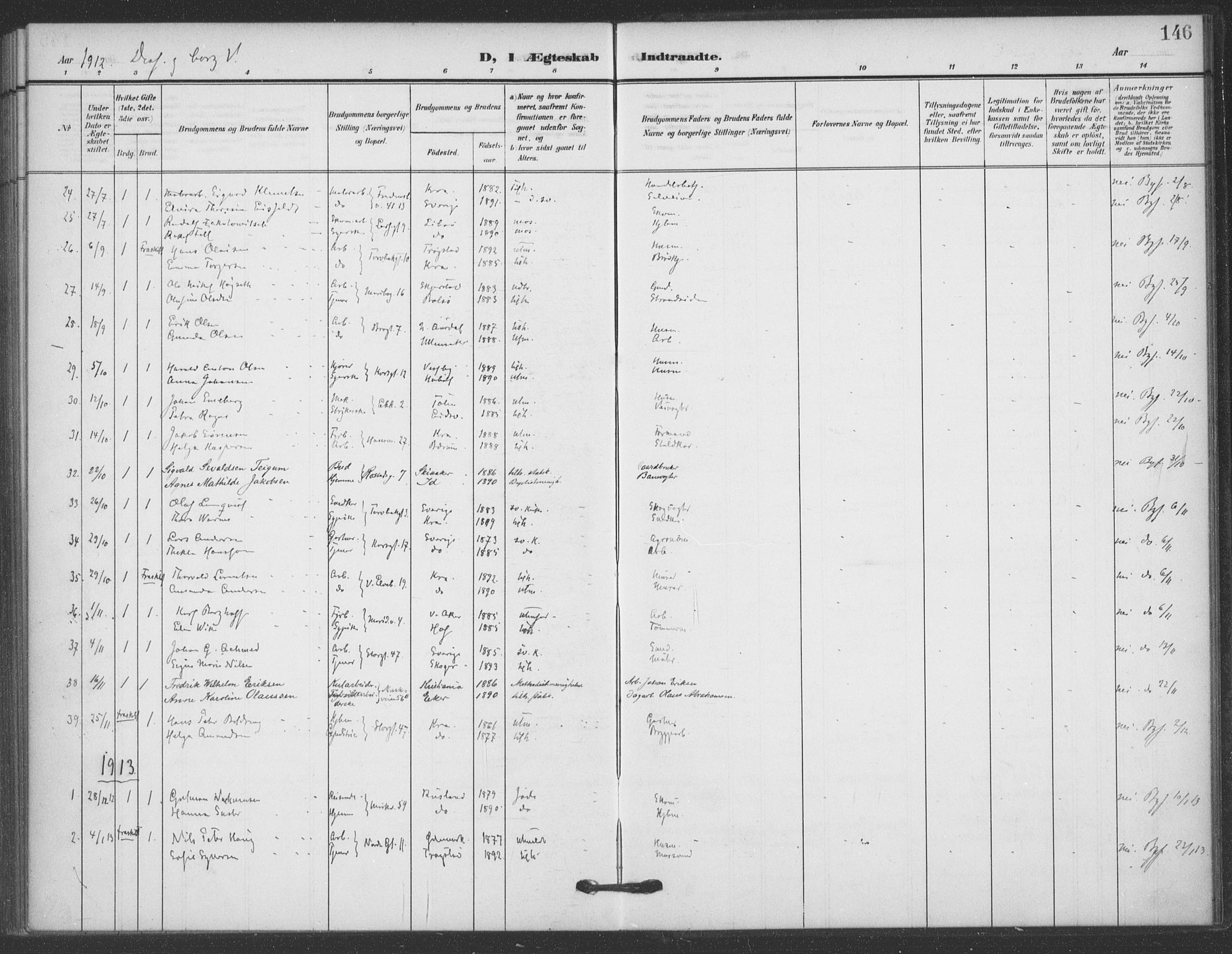Jakob prestekontor Kirkebøker, SAO/A-10850/F/Fa/L0010: Parish register (official) no. 10, 1908-1922, p. 146