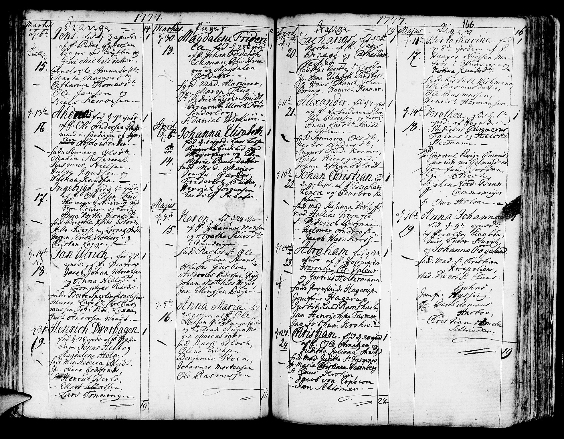 Korskirken sokneprestembete, SAB/A-76101/H/Haa/L0005: Parish register (official) no. A 5, 1751-1789, p. 166