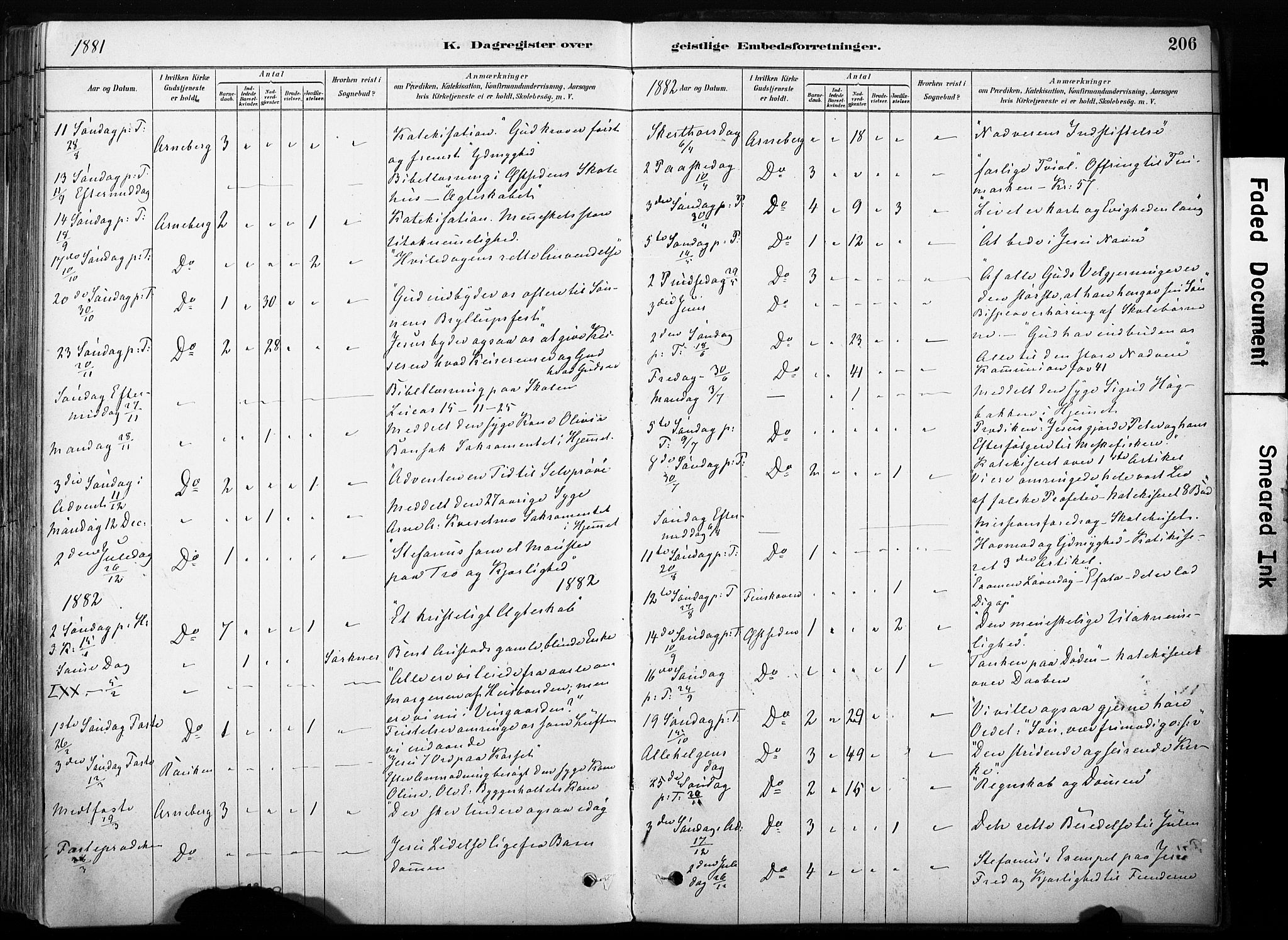 Hof prestekontor, AV/SAH-PREST-038/H/Ha/Haa/L0011: Parish register (official) no. 11, 1879-1911, p. 206