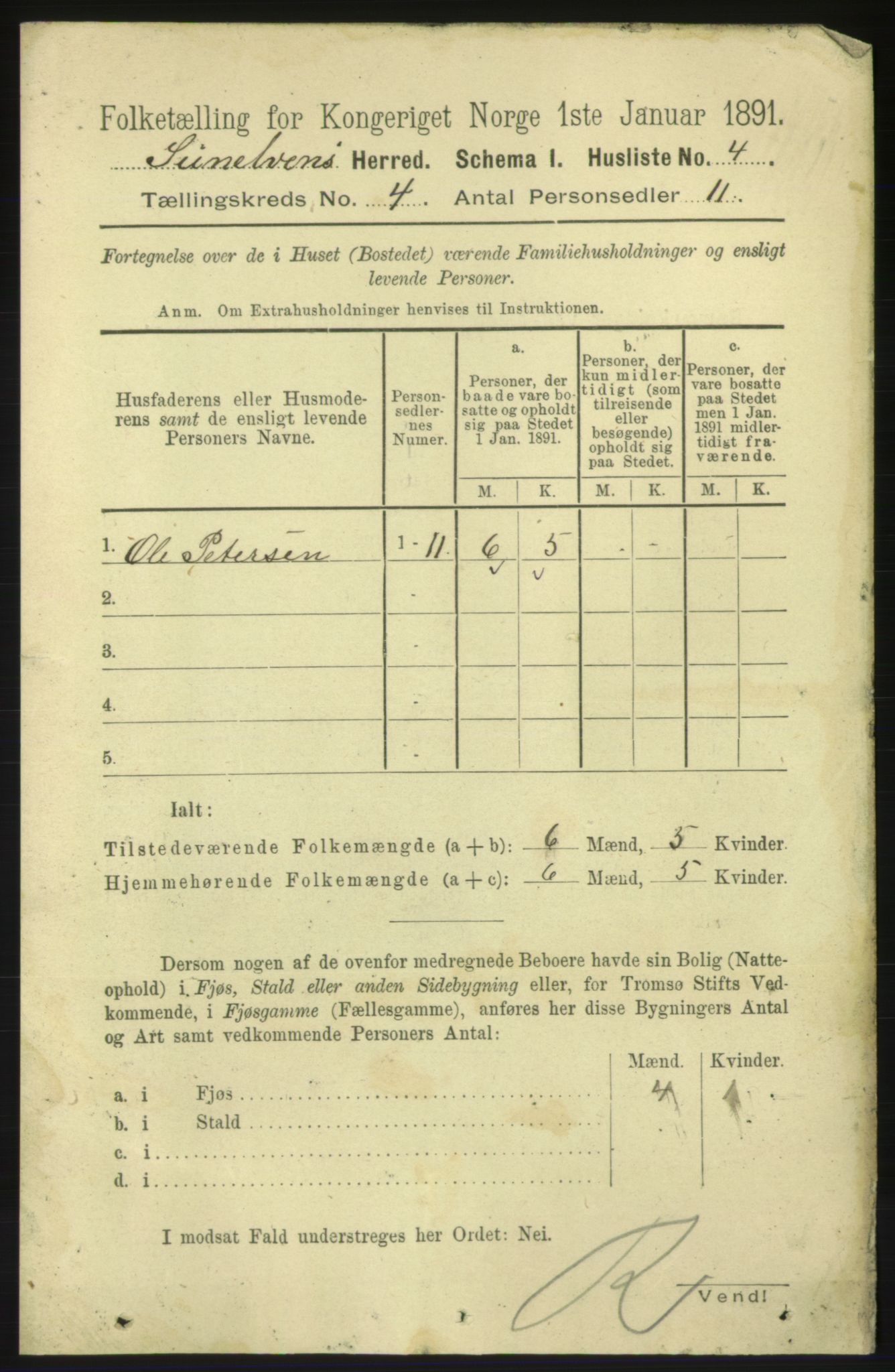 RA, 1891 census for 1523 Sunnylven, 1891, p. 841