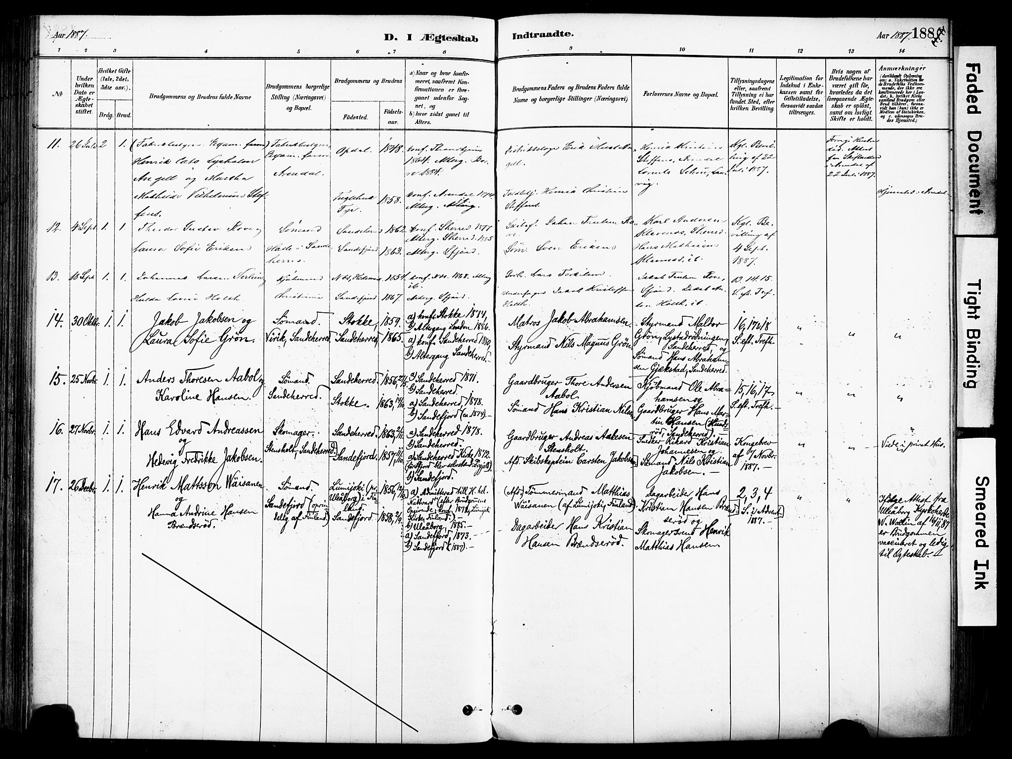 Sandefjord kirkebøker, AV/SAKO-A-315/F/Fa/L0002: Parish register (official) no. 2, 1880-1894, p. 188
