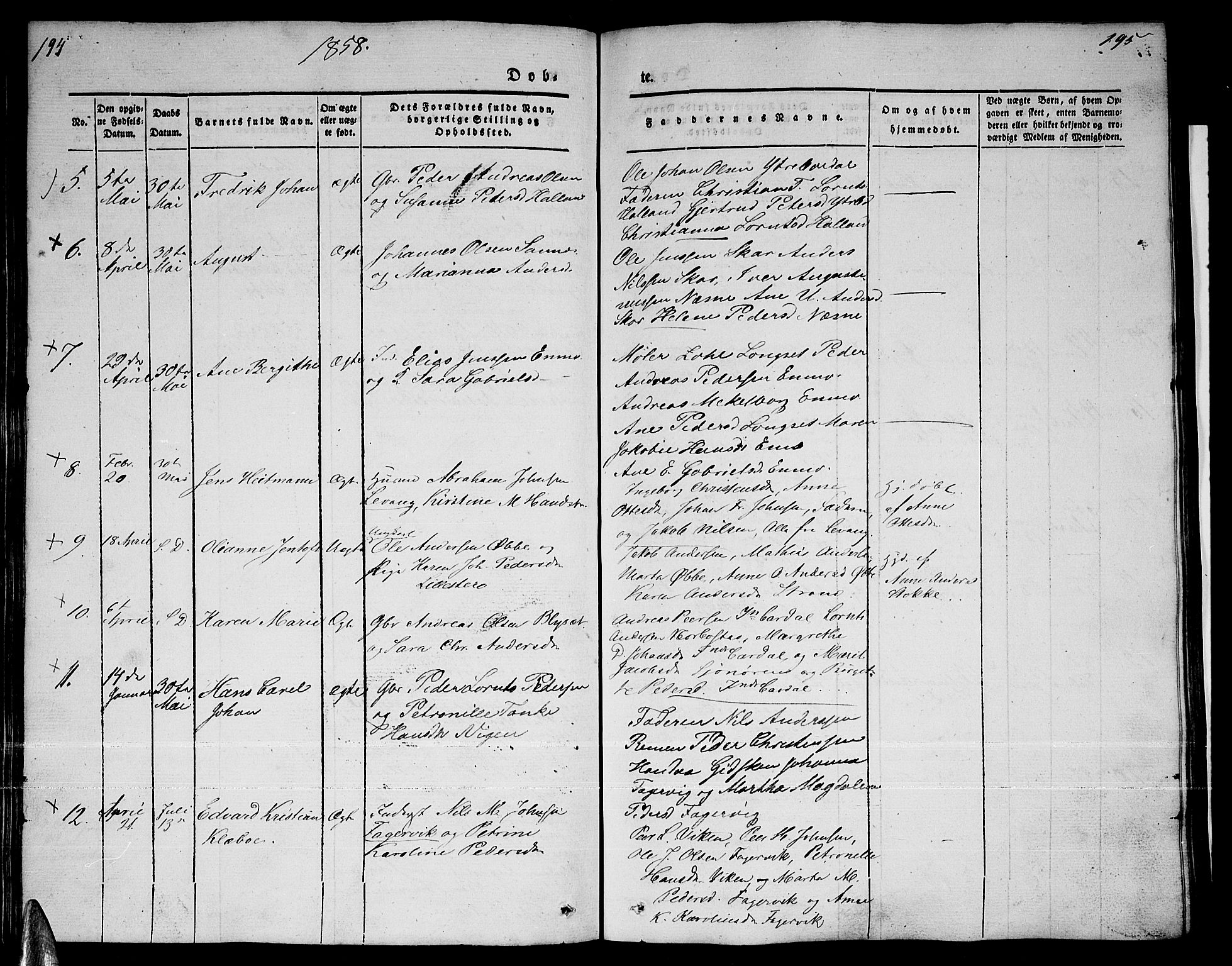 Ministerialprotokoller, klokkerbøker og fødselsregistre - Nordland, AV/SAT-A-1459/838/L0555: Parish register (copy) no. 838C02, 1842-1861, p. 194-195