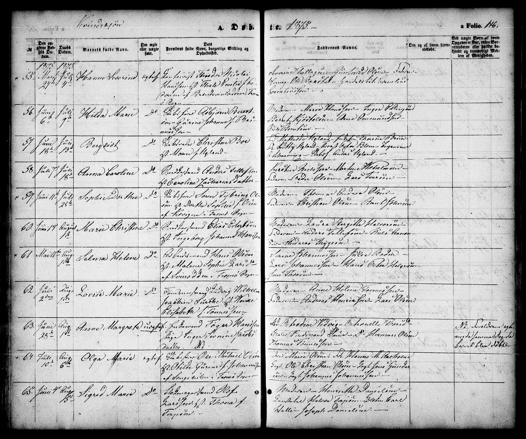 Arendal sokneprestkontor, Trefoldighet, SAK/1111-0040/F/Fa/L0007: Parish register (official) no. A 7, 1868-1878, p. 146