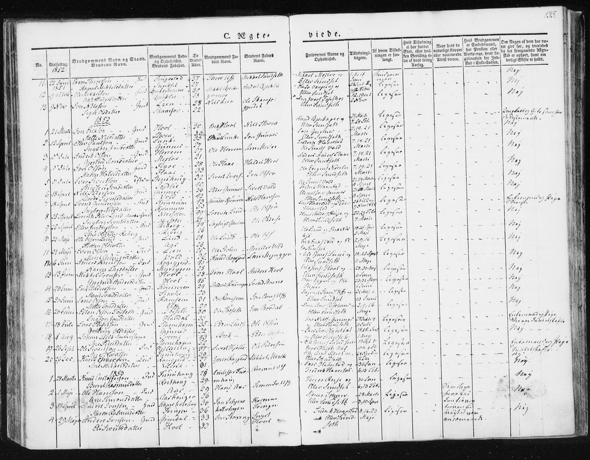 Ministerialprotokoller, klokkerbøker og fødselsregistre - Sør-Trøndelag, SAT/A-1456/674/L0869: Parish register (official) no. 674A01, 1829-1860, p. 135