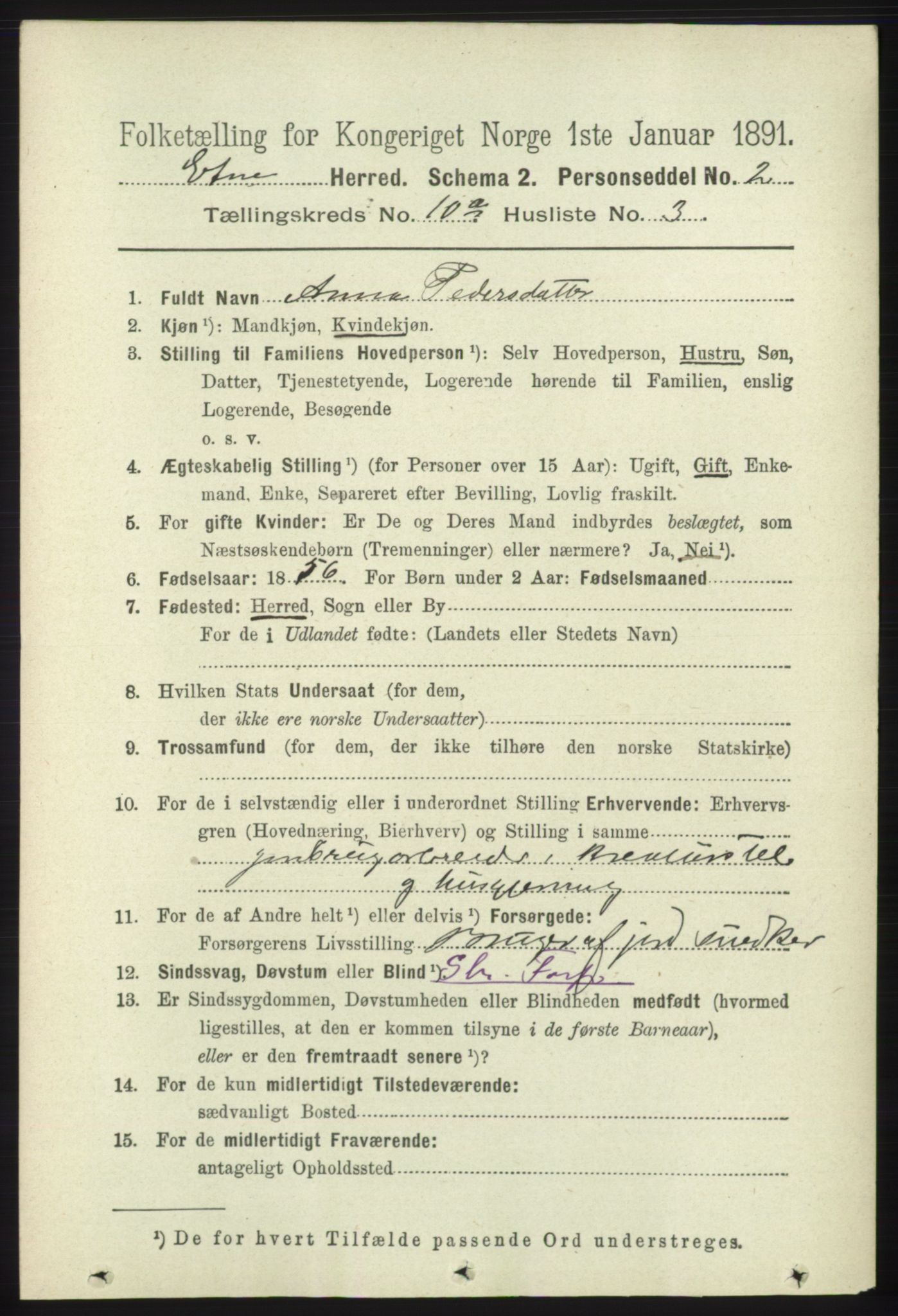 RA, 1891 census for 1211 Etne, 1891, p. 1870