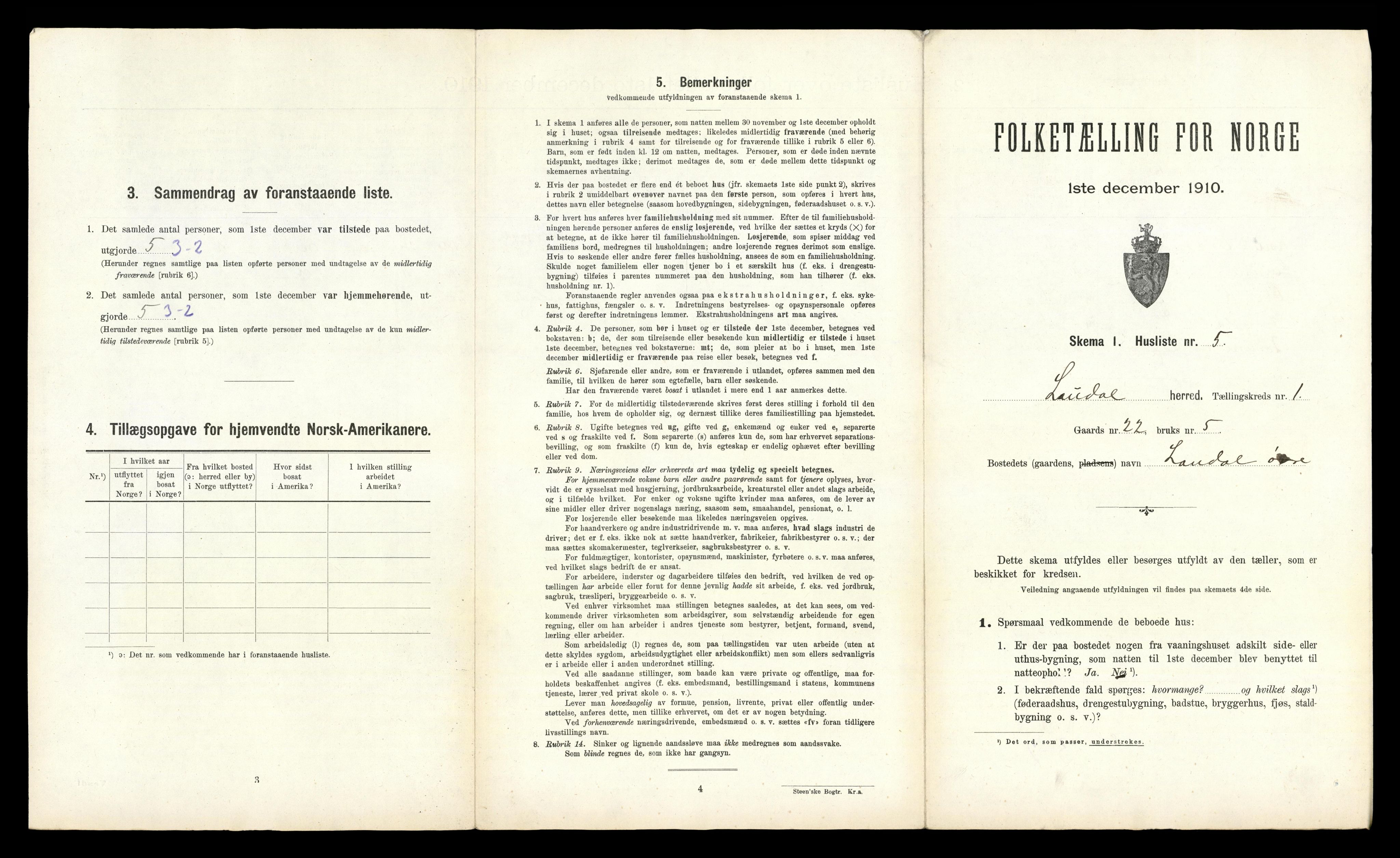 RA, 1910 census for Laudal, 1910, p. 31