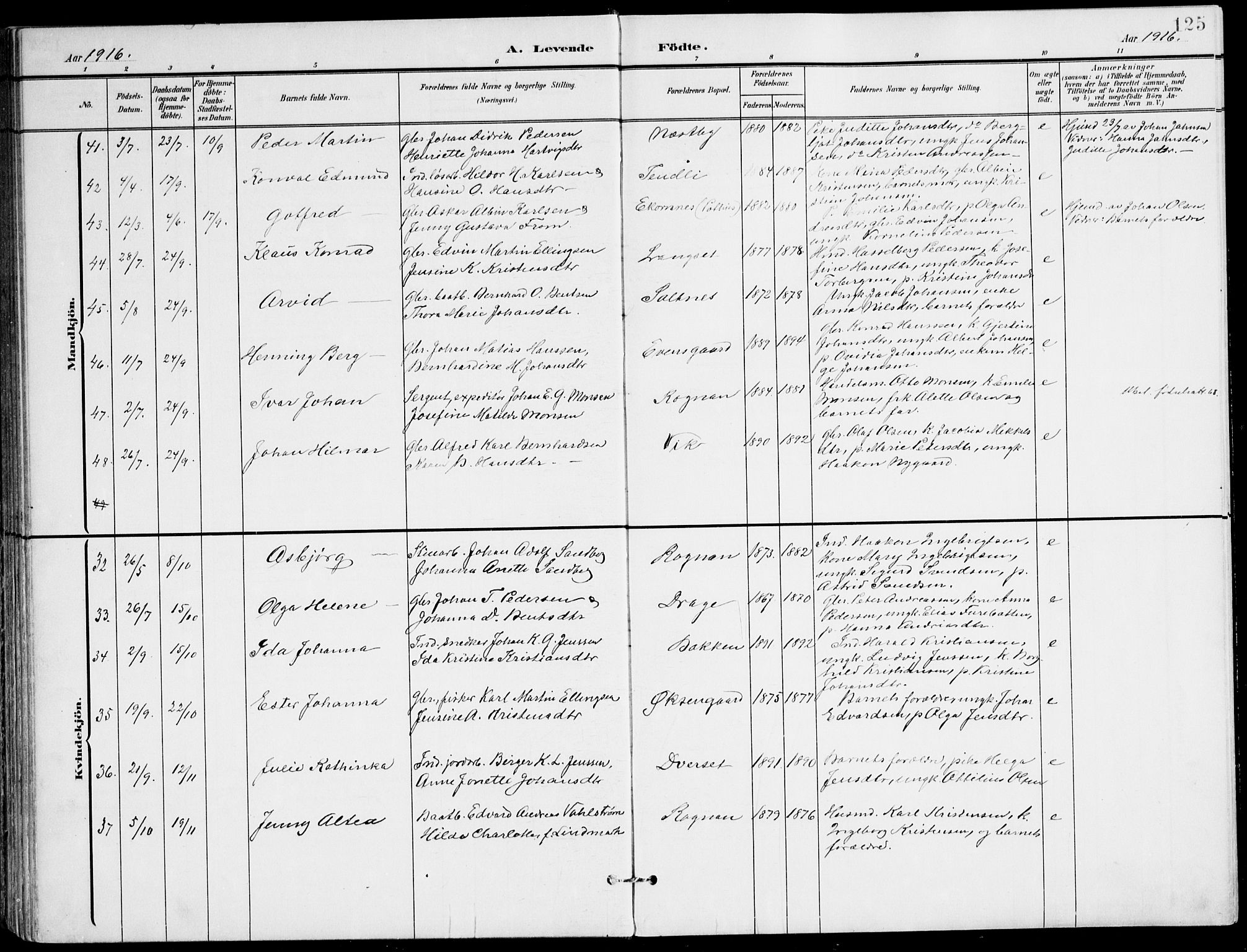 Ministerialprotokoller, klokkerbøker og fødselsregistre - Nordland, AV/SAT-A-1459/847/L0672: Parish register (official) no. 847A12, 1902-1919, p. 125