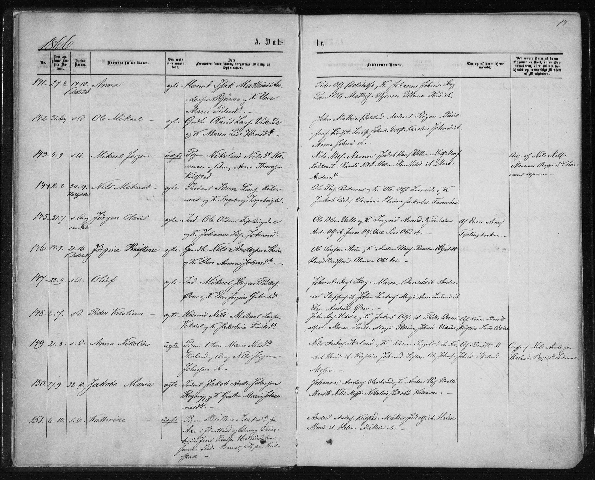 Ministerialprotokoller, klokkerbøker og fødselsregistre - Nordland, SAT/A-1459/820/L0294: Parish register (official) no. 820A15, 1866-1879, p. 14