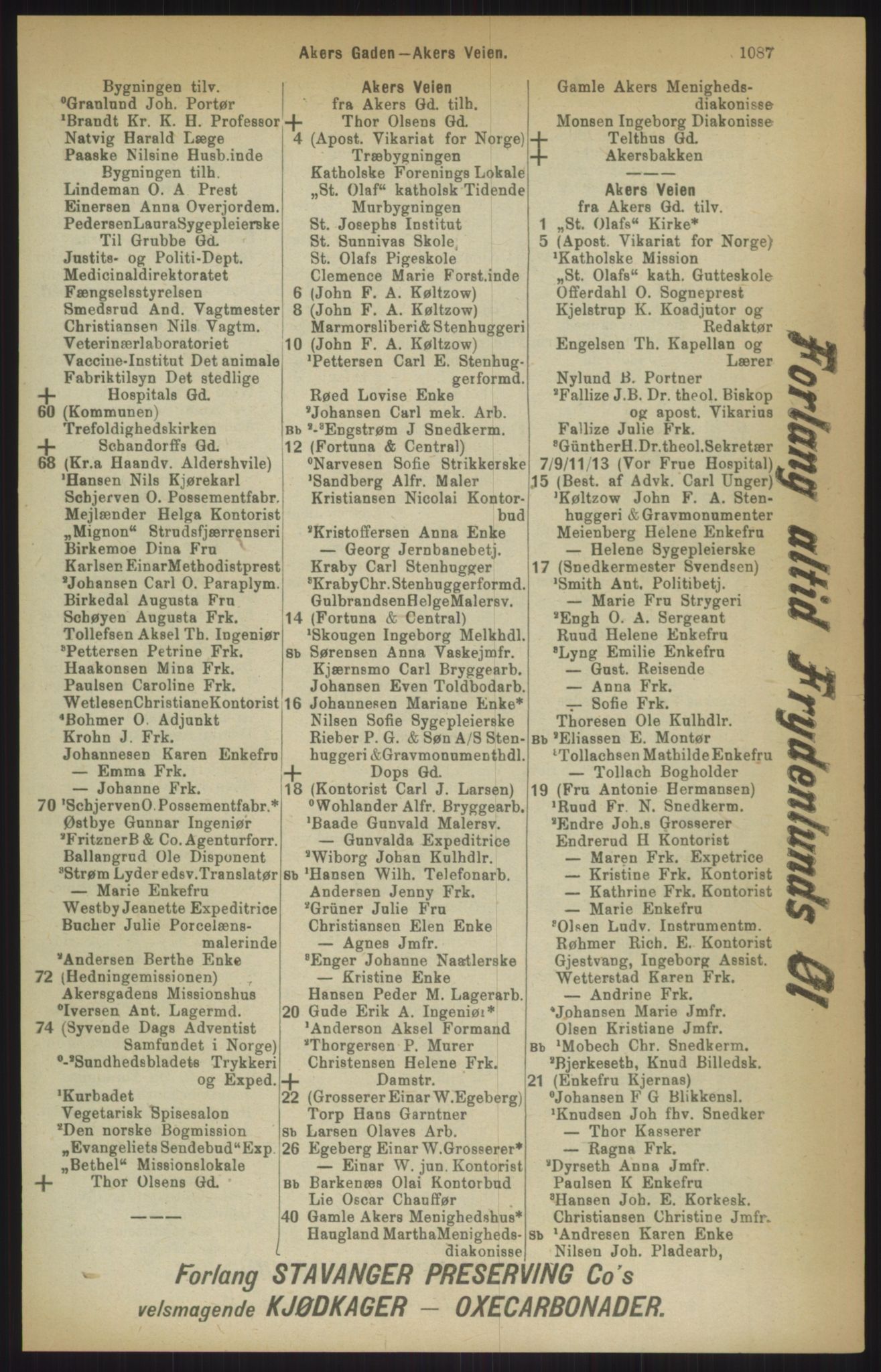 Kristiania/Oslo adressebok, PUBL/-, 1911, p. 1087