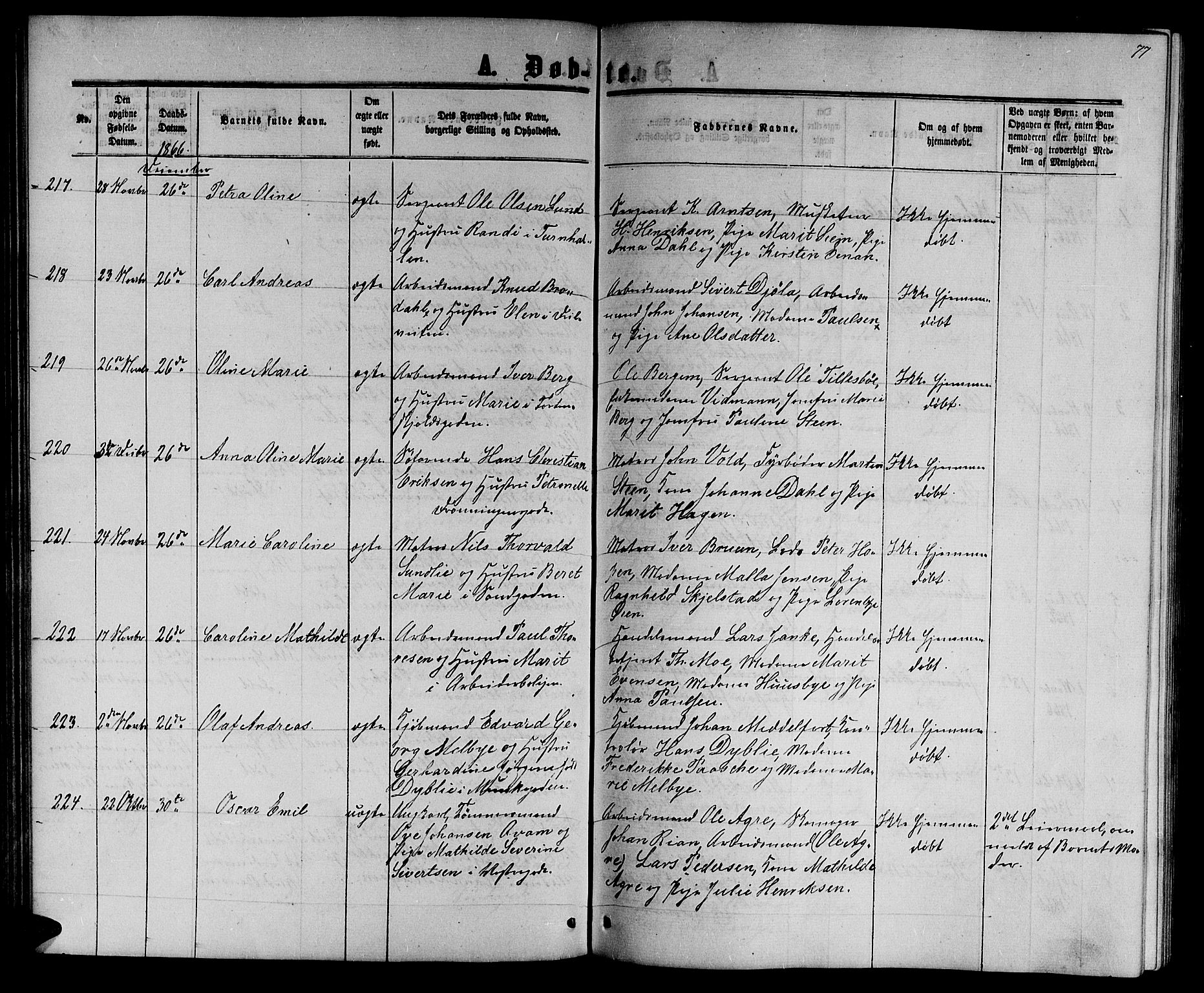 Ministerialprotokoller, klokkerbøker og fødselsregistre - Sør-Trøndelag, AV/SAT-A-1456/601/L0087: Parish register (copy) no. 601C05, 1864-1881, p. 77