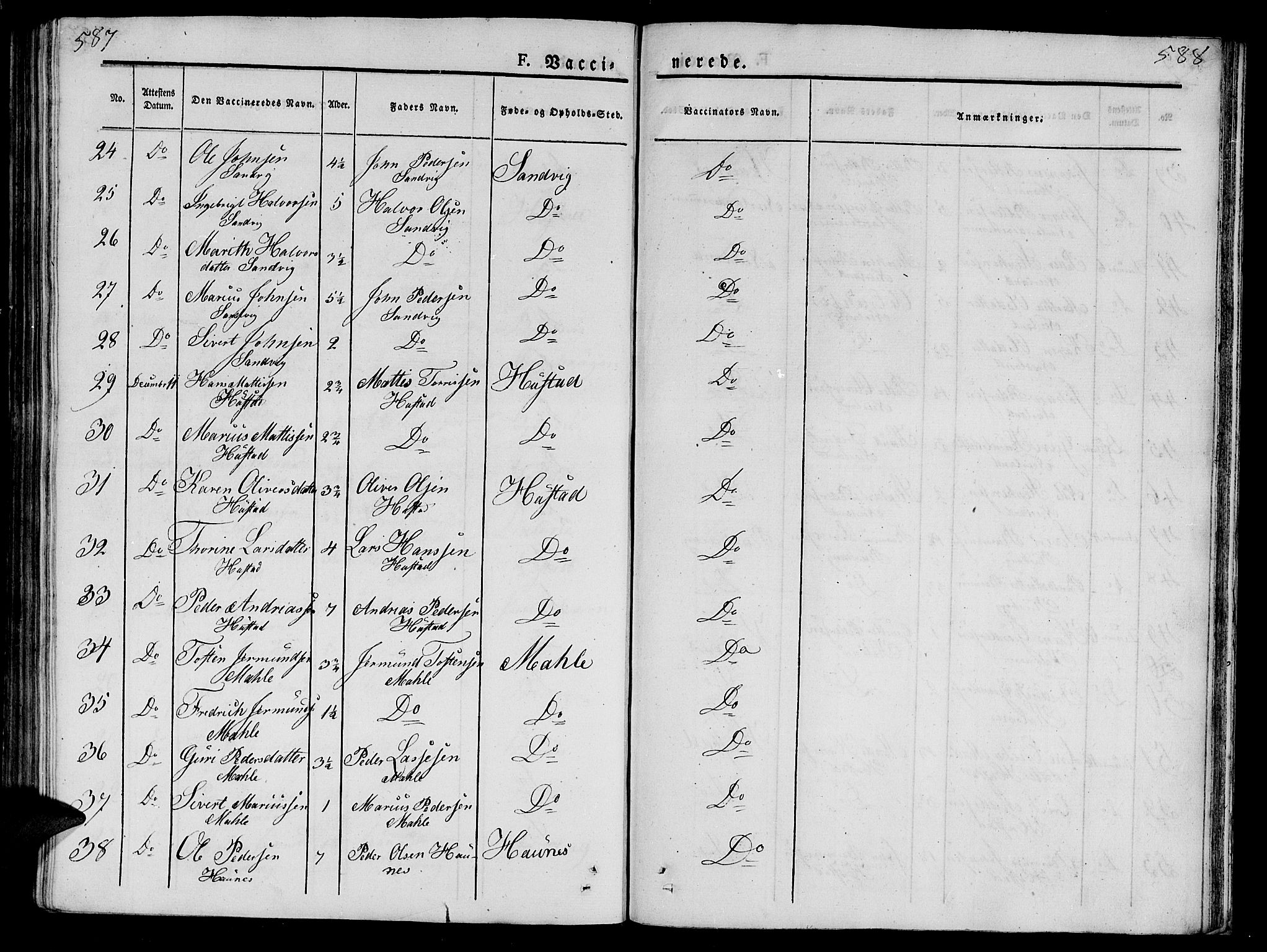 Ministerialprotokoller, klokkerbøker og fødselsregistre - Møre og Romsdal, AV/SAT-A-1454/566/L0765: Parish register (official) no. 566A04, 1829-1841, p. 587-588