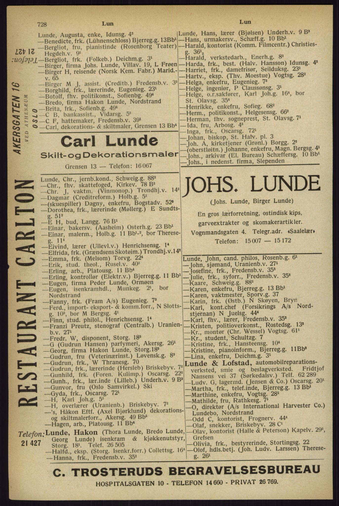 Kristiania/Oslo adressebok, PUBL/-, 1927, p. 728