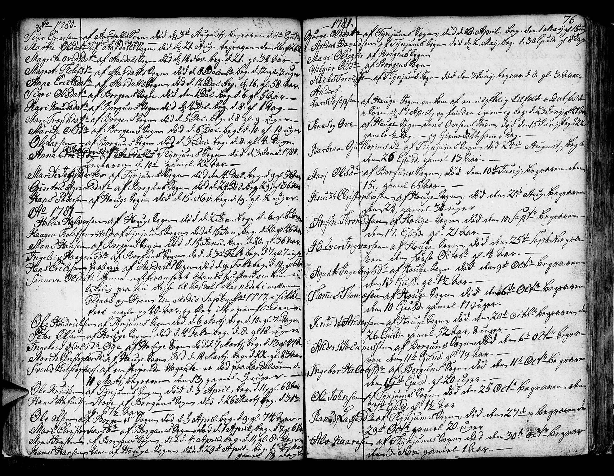 Lærdal sokneprestembete, AV/SAB-A-81201: Parish register (official) no. A 2, 1752-1782, p. 76