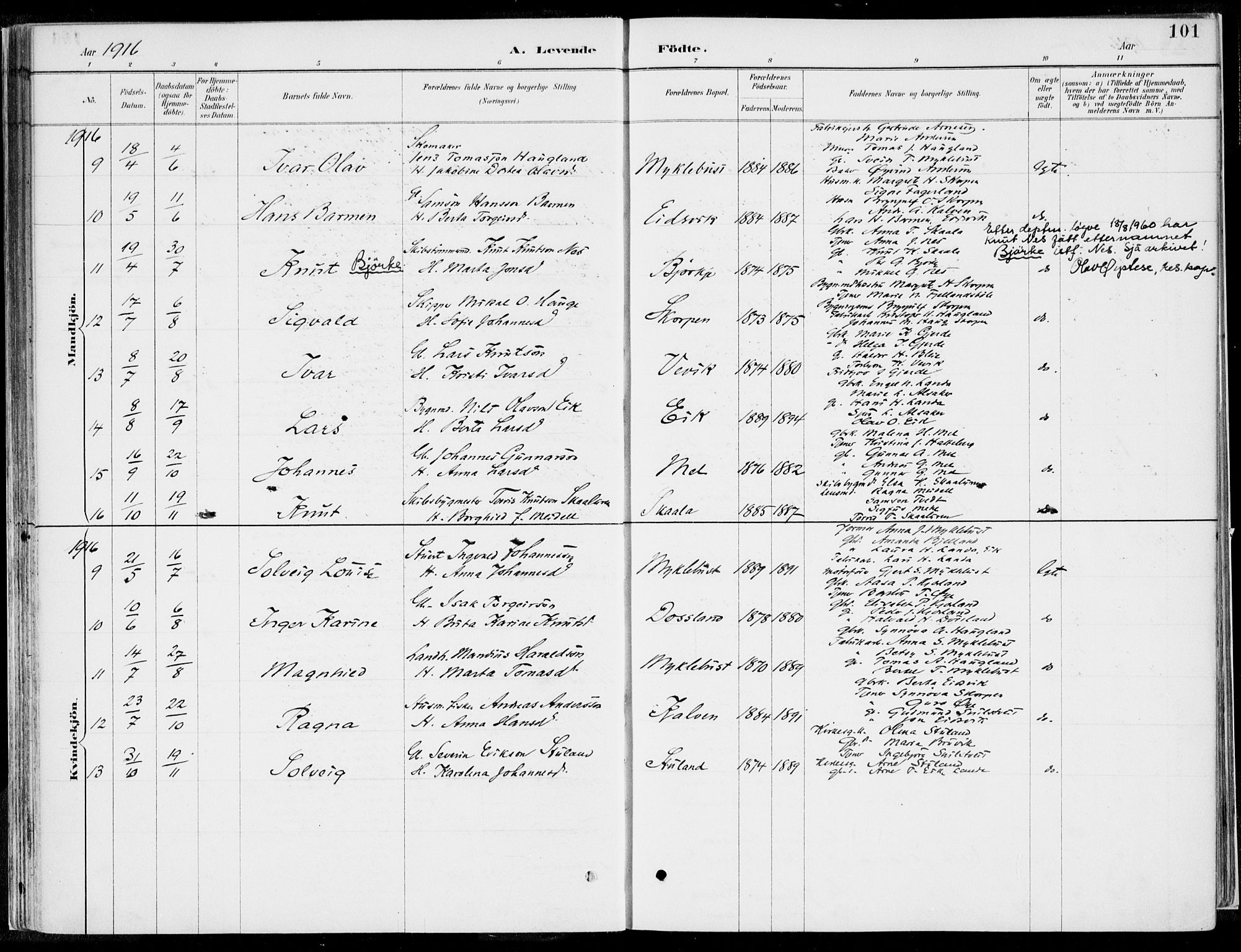 Kvinnherad sokneprestembete, SAB/A-76401/H/Haa: Parish register (official) no. B  1, 1887-1921, p. 101
