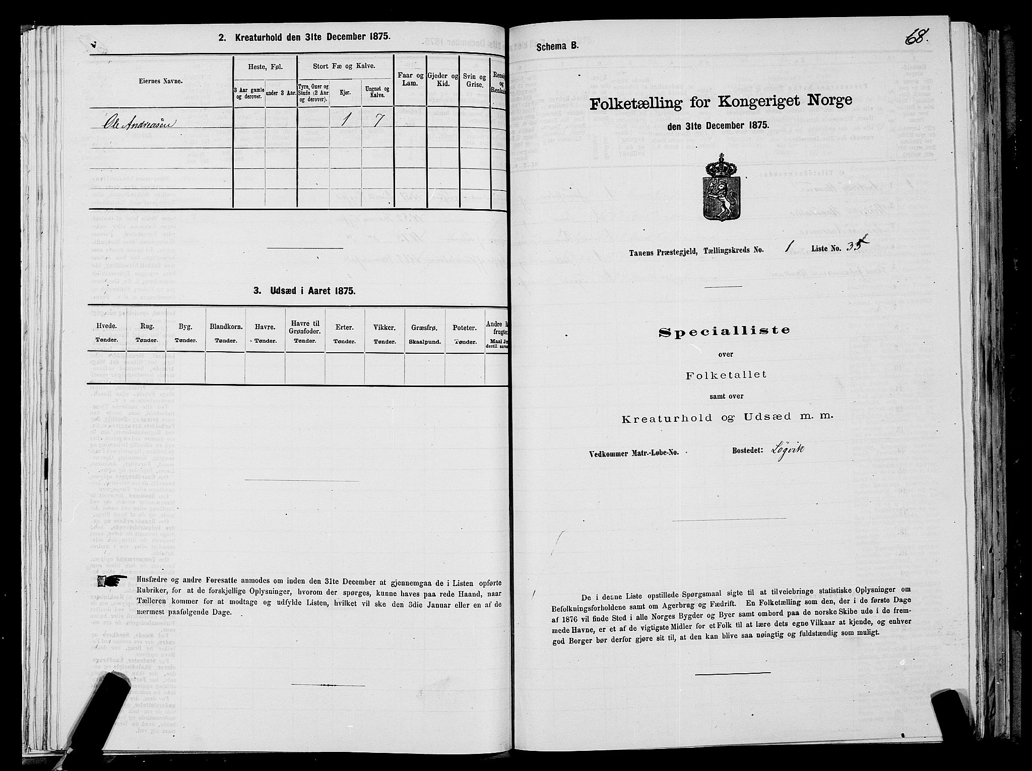 SATØ, 1875 census for 2025P Tana, 1875, p. 1068