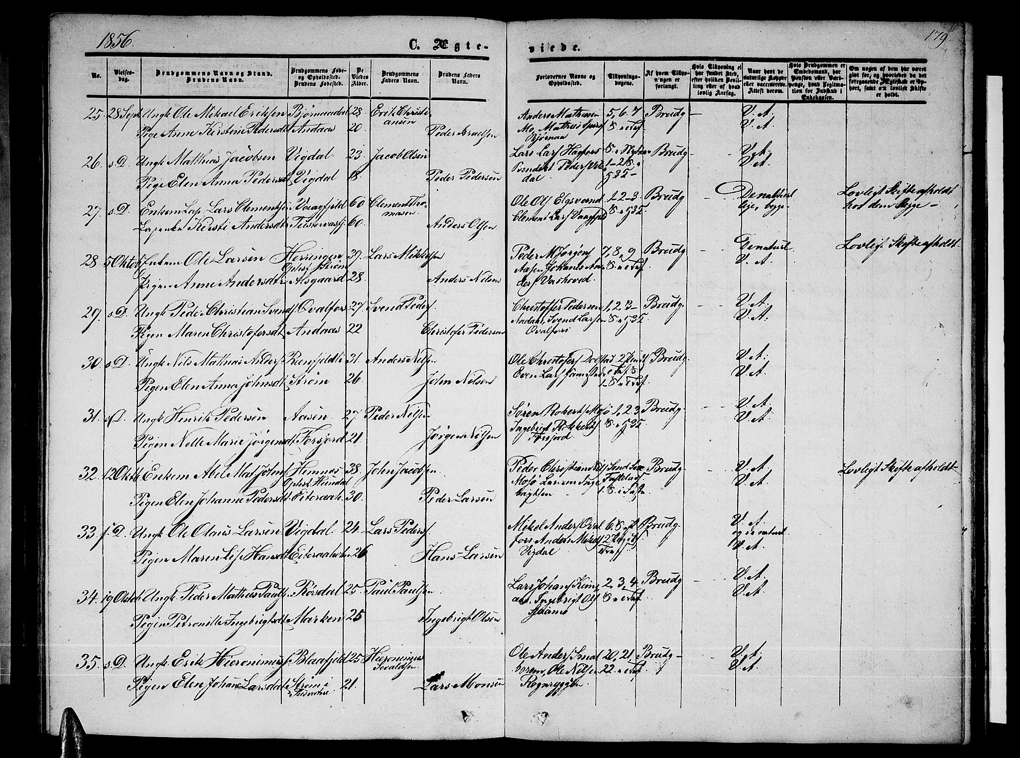 Ministerialprotokoller, klokkerbøker og fødselsregistre - Nordland, SAT/A-1459/820/L0301: Parish register (copy) no. 820C03, 1851-1858, p. 179