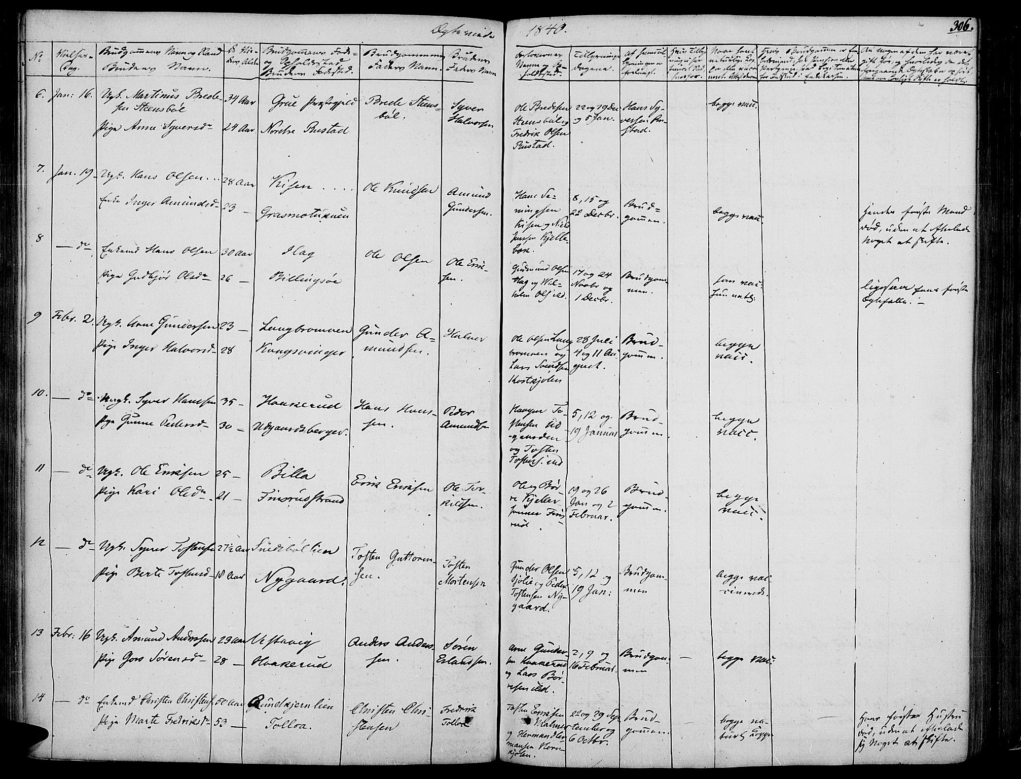 Vinger prestekontor, AV/SAH-PREST-024/H/Ha/Haa/L0008: Parish register (official) no. 8, 1839-1847, p. 306