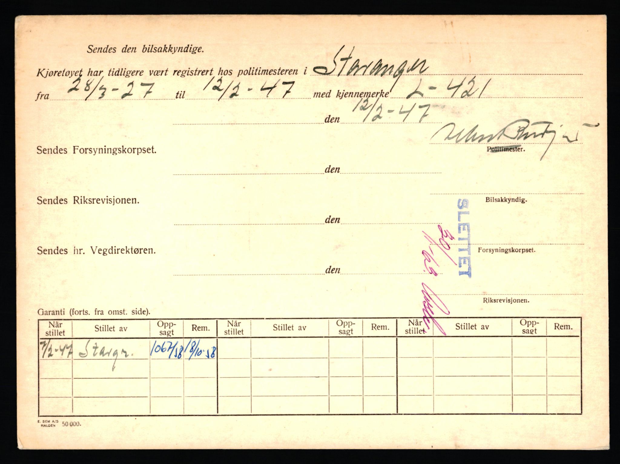 Stavanger trafikkstasjon, AV/SAST-A-101942/0/F/L0011: L-3700 - L-4199, 1930-1971, p. 326
