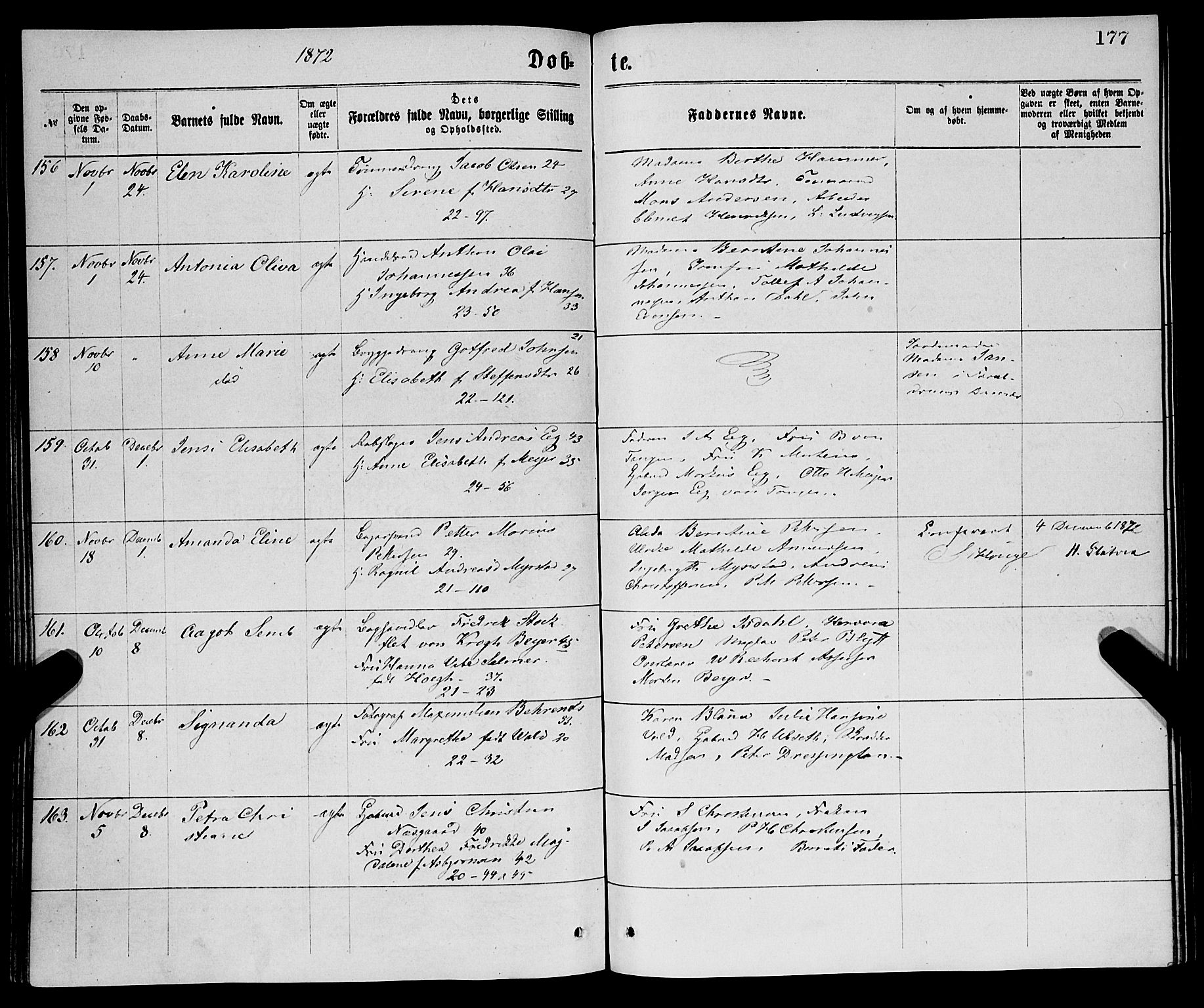 Korskirken sokneprestembete, AV/SAB-A-76101/H/Haa/L0020: Parish register (official) no. B 6, 1871-1878, p. 177