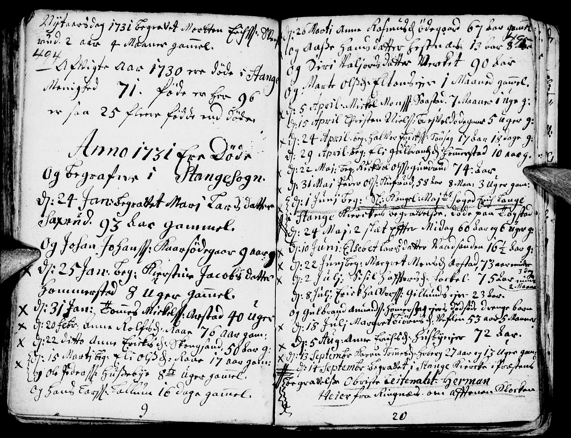 Stange prestekontor, SAH/PREST-002/K/L0002: Parish register (official) no. 2, 1724-1740, p. 494-495