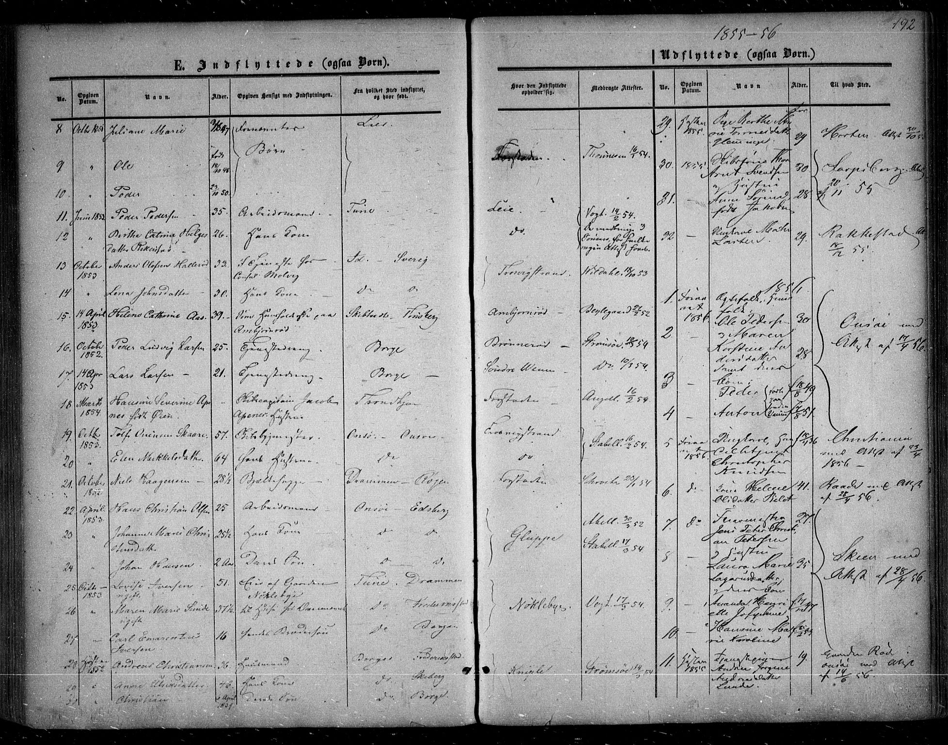 Glemmen prestekontor Kirkebøker, SAO/A-10908/F/Fa/L0007: Parish register (official) no. 7, 1853-1862, p. 192