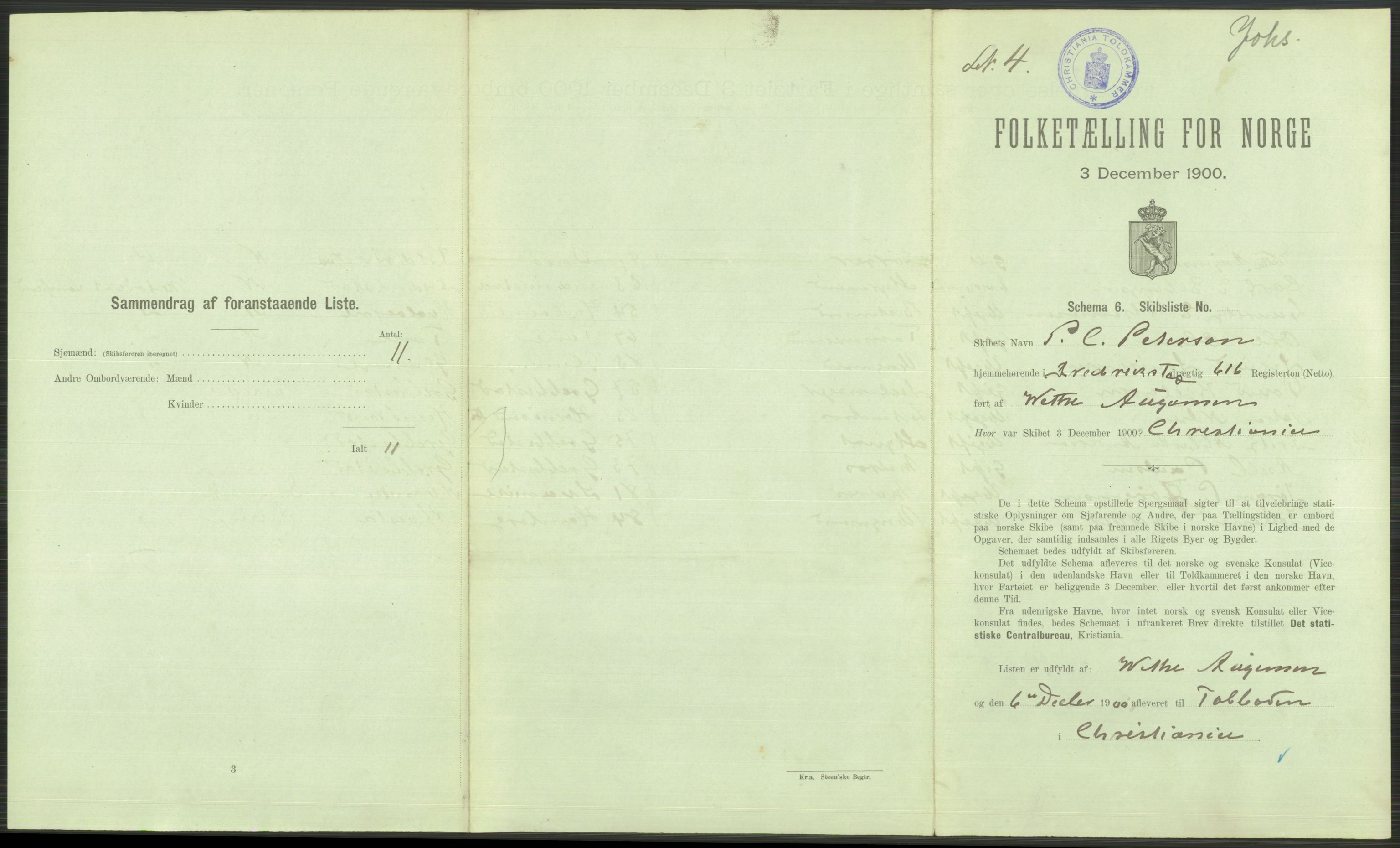 RA, 1900 Census - ship lists from ships in Norwegian harbours, harbours abroad and at sea, 1900, p. 163