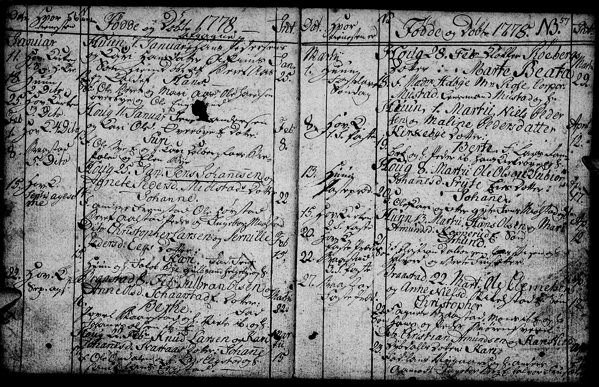Vardal prestekontor, AV/SAH-PREST-100/H/Ha/Hab/L0001: Parish register (copy) no. 1, 1771-1790, p. 56-57