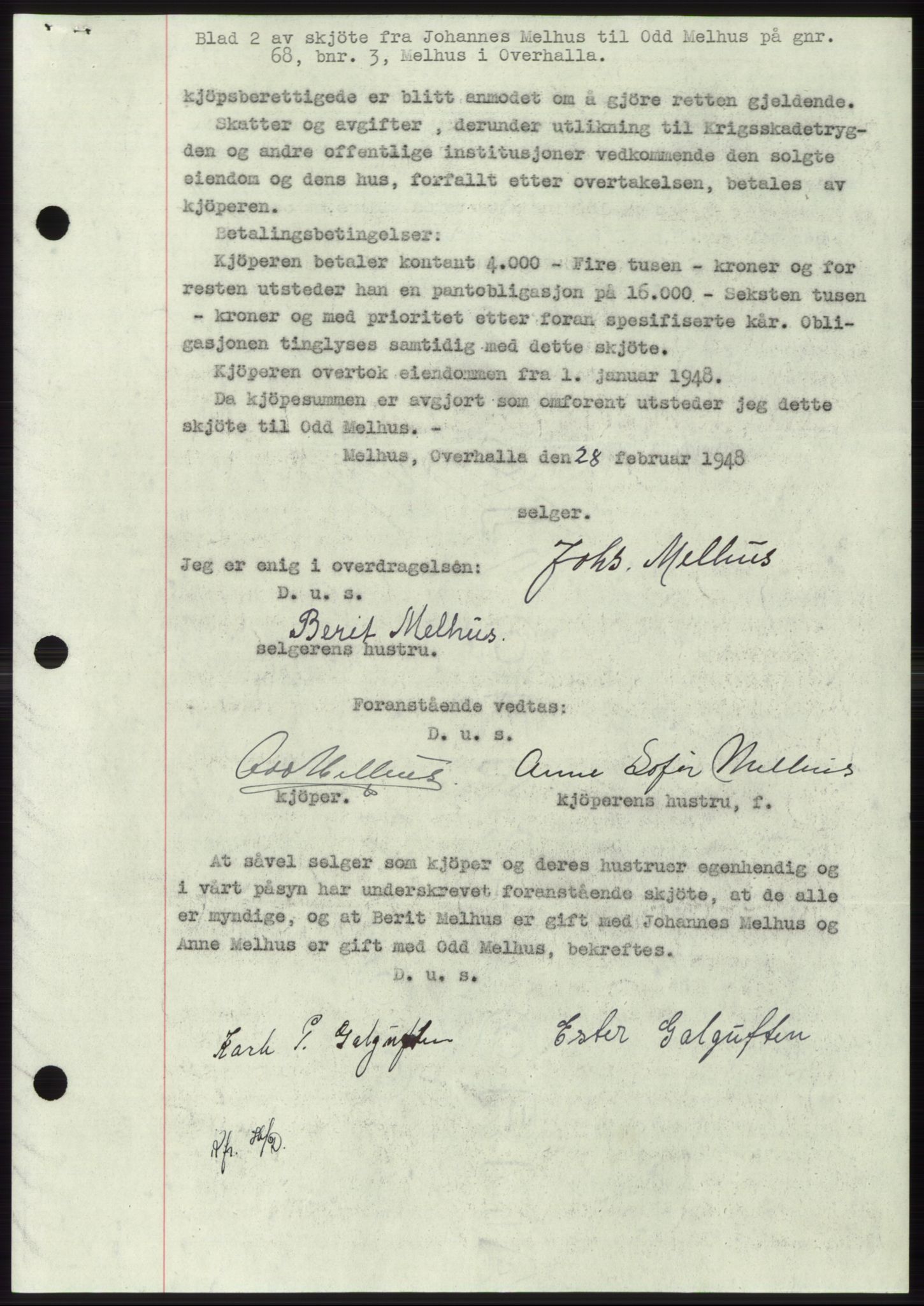 Namdal sorenskriveri, SAT/A-4133/1/2/2C: Mortgage book no. -, 1947-1948, Diary no: : 592/1948