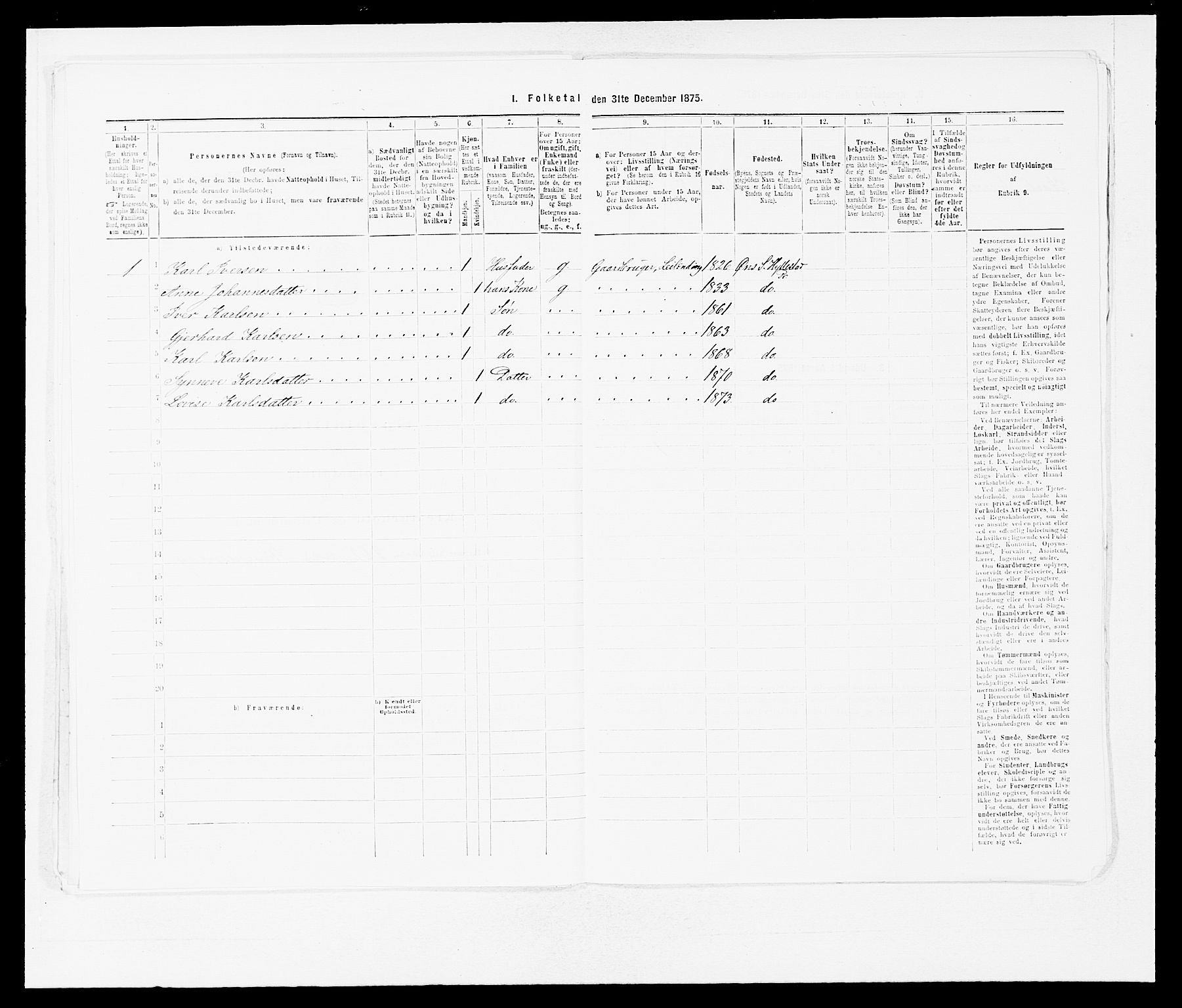 SAB, 1875 census for 1413P Hyllestad, 1875, p. 102