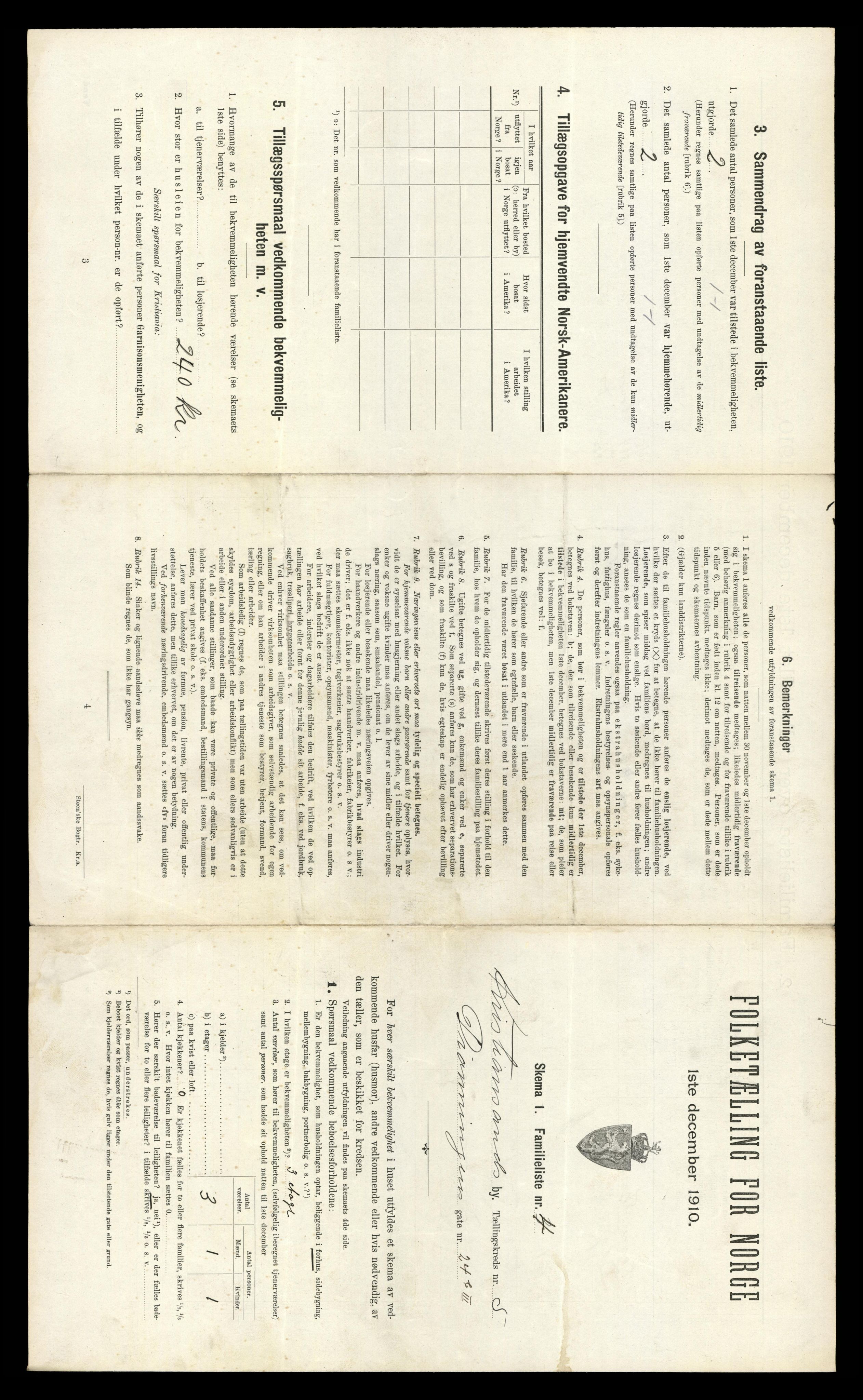 RA, 1910 census for Kristiansand, 1910, p. 1136