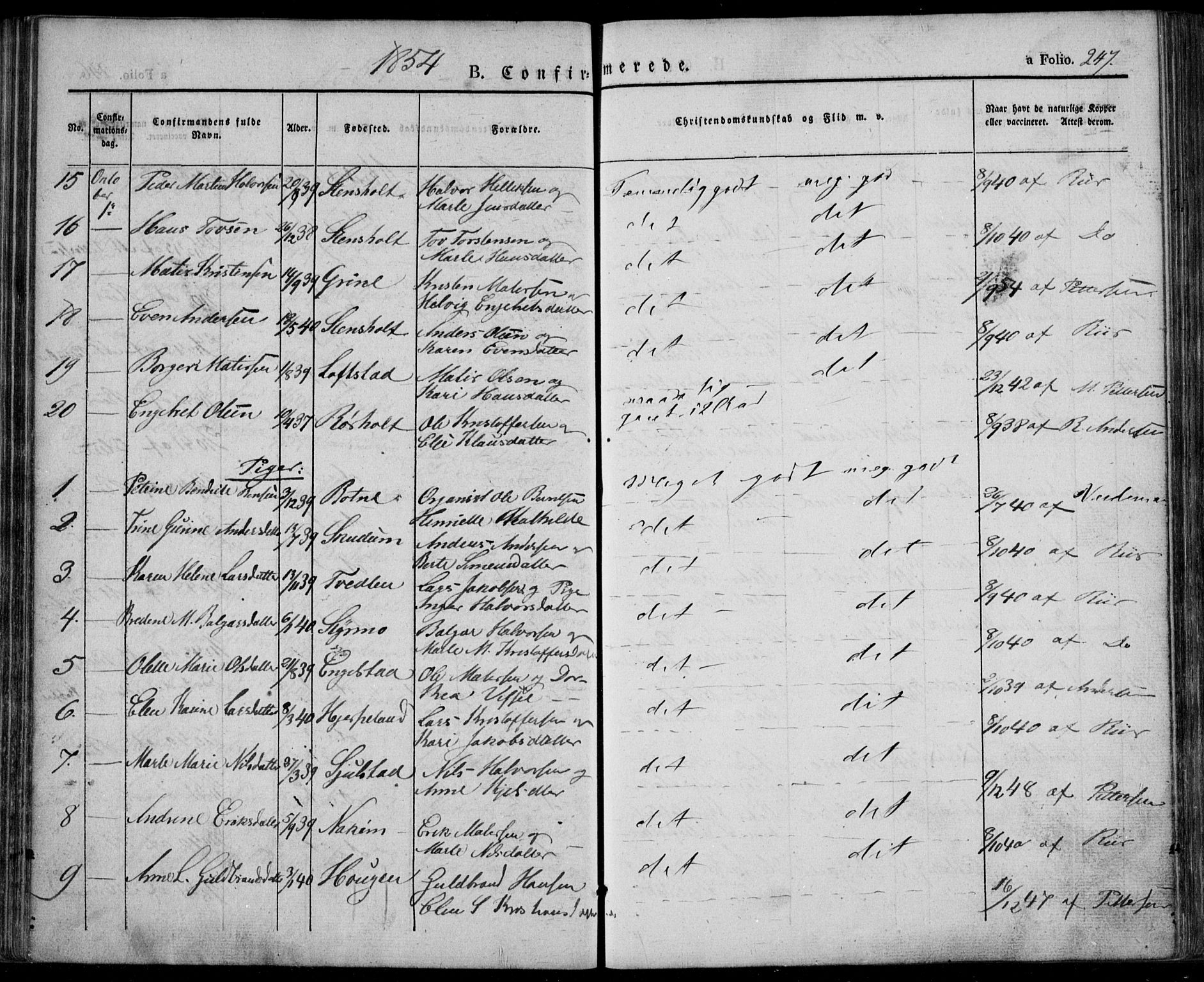 Lardal kirkebøker, SAKO/A-350/F/Fa/L0006: Parish register (official) no. I 6, 1835-1860, p. 247